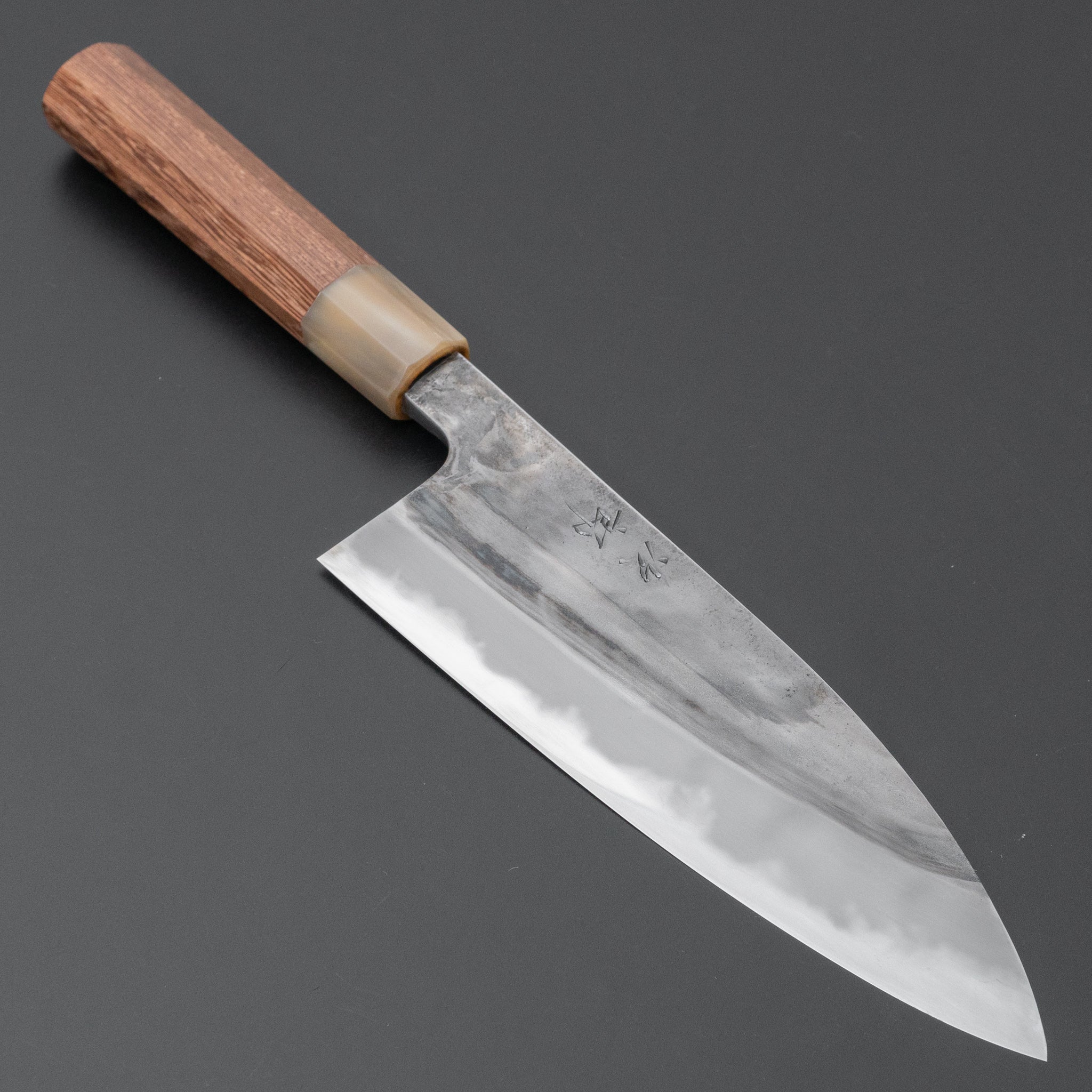 Premium Jiro Tsuchime Wa Santoku Knife 180mm - Japanese High Carbon Steel Blade with Taihei Tagayasan Wood Handle (#524) - Perfect for Sushi, Vegetables & Meat Cutting in Professional Kitchens & Home Cooking