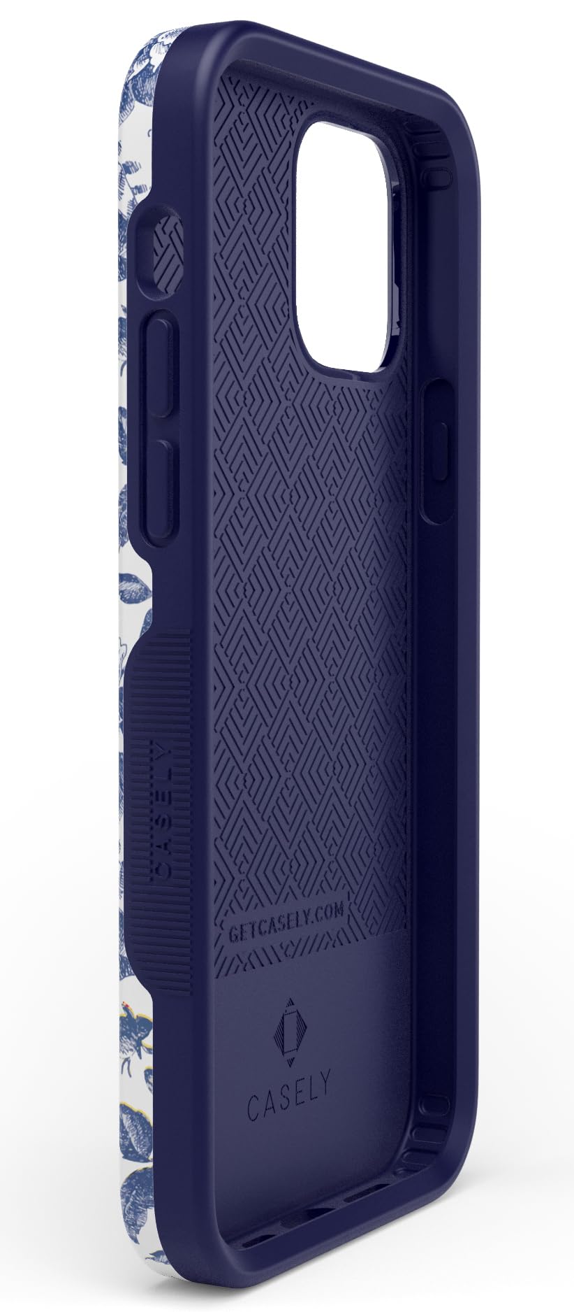 Casely iPhone 12/12 Pro Floral Phone Case - Rose to Fame Coquette Design | Blue & White Rose Pattern | Slim Protective Cover for Women | Perfect for Everyday Use & Gift Giving
