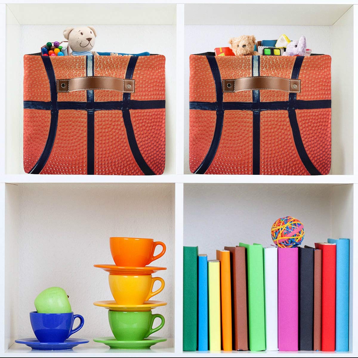 Collapsible Storage Basket Cube for Sports Balls, Toys, Laundry - Large 15x11x9.5 Inch Organizer Bin for Closet, Nursery, Kids Bedroom - Perfect for Basketball Storage & Home Organization (1 Pack)