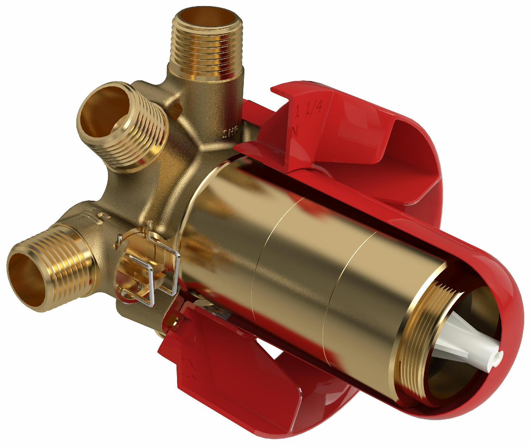 3-Way Thermostatic Rough-In Valve - Copper Body, Unfinished R95 - Riobel Pro Series for Shower Systems & Bathroom Plumbing