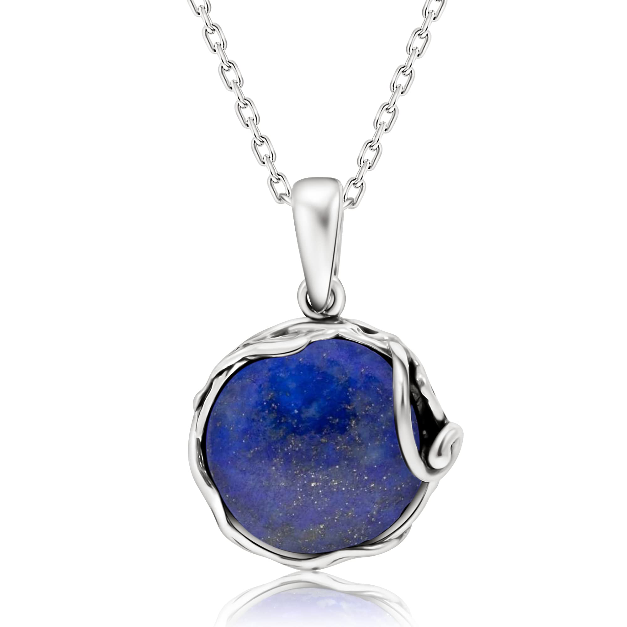 925 Sterling Silver Lapis Lazuli Necklace for Women - December Birthstone Jewelry - Elegant Silver Pendant Necklace - Statement & Everyday Jewelry - Gift for Her - Perfect for Parties, Office & Special Occasions