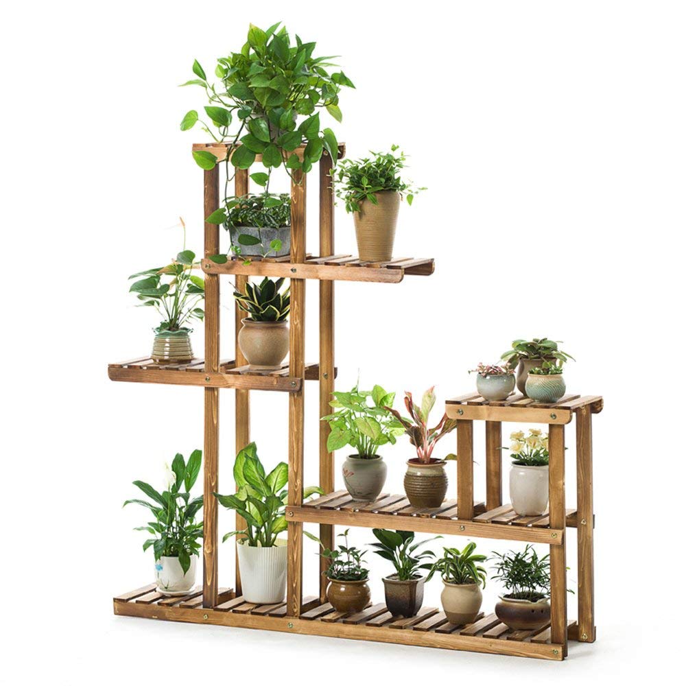 Solid Wood Multi-Tier Flower Pot Rack - Indoor/Outdoor Plant Shelf for Balcony, Garden & Patio - Perfect for Organizing Potted Plants, Herbs & Succulents