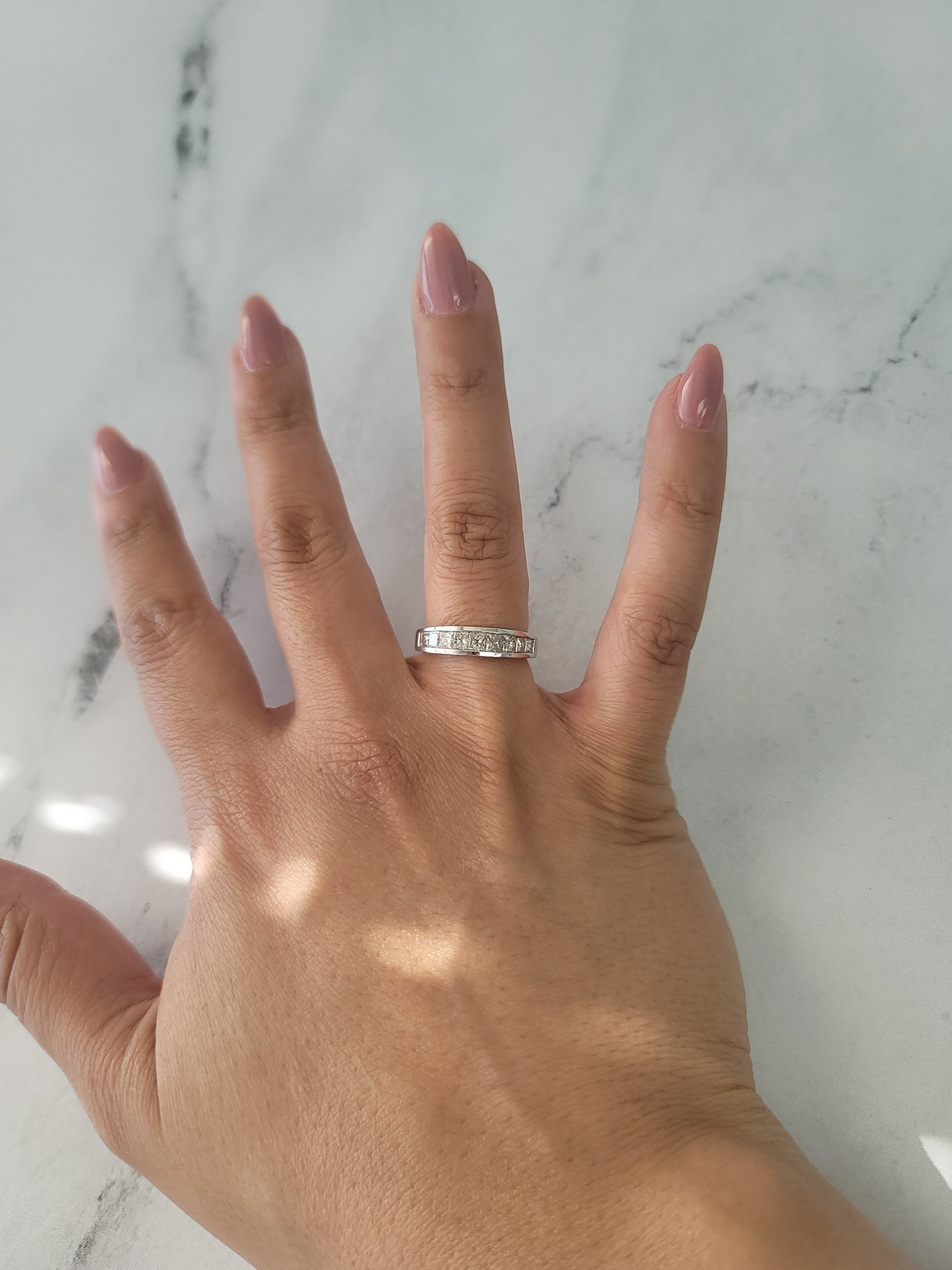1 Carat Princess Cut Channel Set Wedding Band Ring - 14K White Gold for Bridal, Engagement & Anniversary Jewelry Gifts