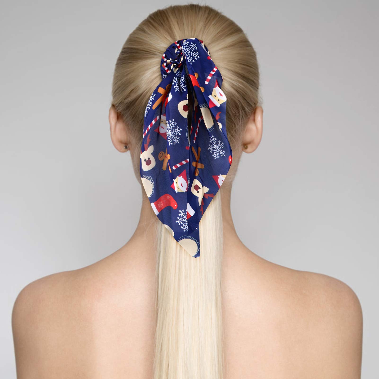FRCOLOR 4 Pack Satin Hair Scrunchies - Soft Elastic Hair Ties, Ponytail Holders with Ribbon Bow for Women & Girls - Perfect for Christmas Gifts, Daily Use, Workouts and Special Occasions