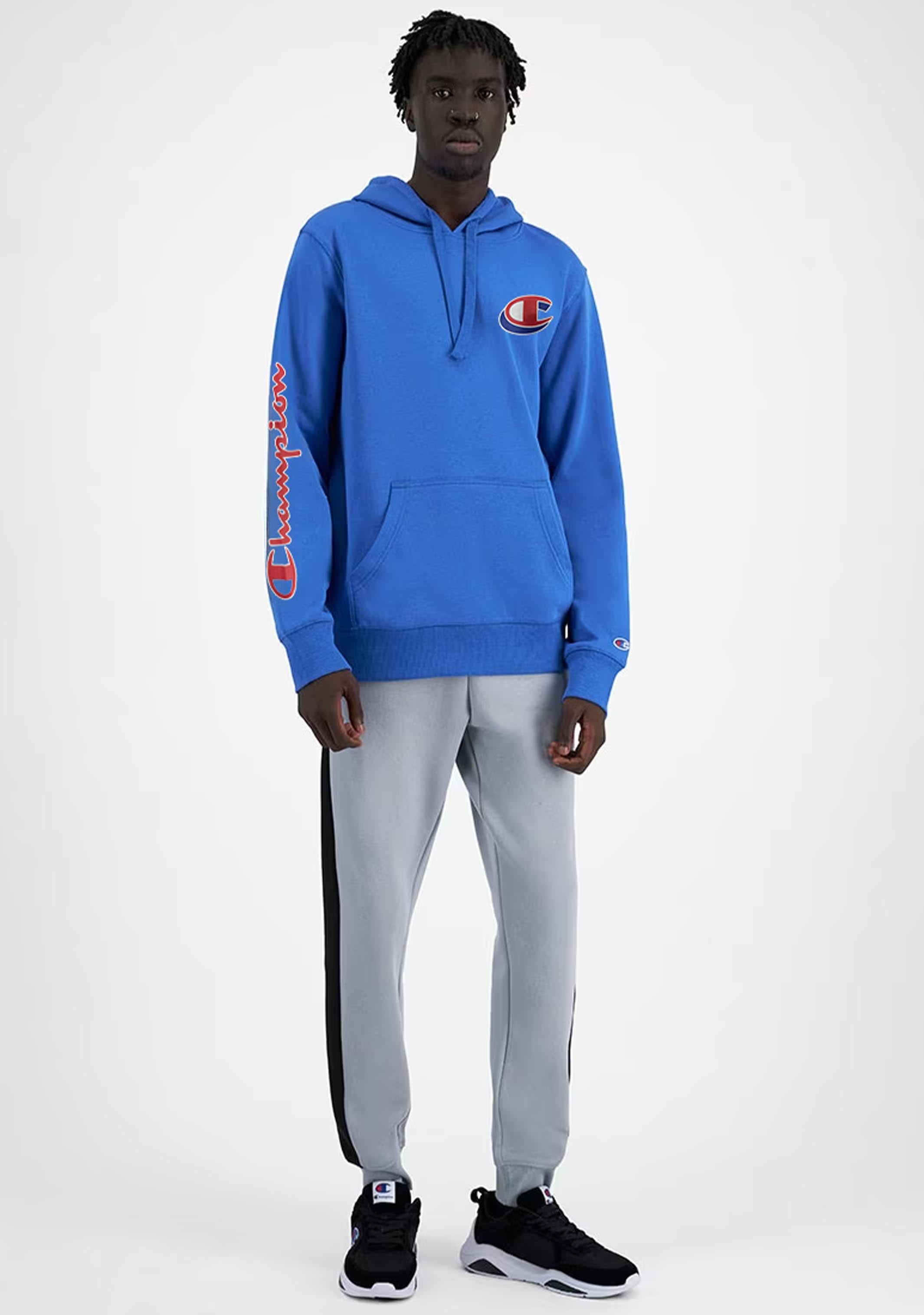 Champion Men's Graphic Print Hoodie Sweatshirt - Comfortable Pullover for Casual Wear, Gym, and Outdoor Activities