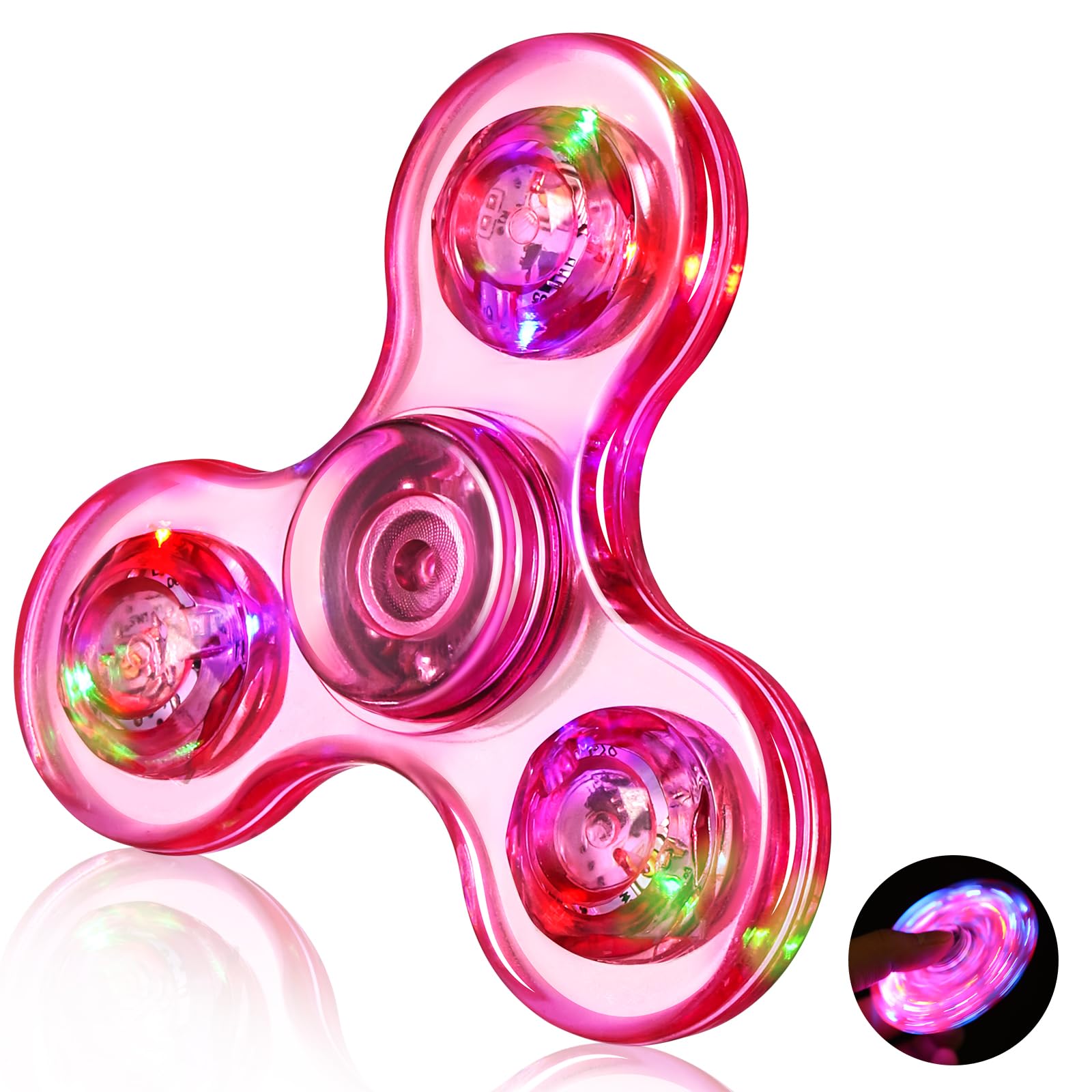 LED Light Up Fidget Spinner for Kids - Glow in The Dark Sensory Toys for ADHD, Stress Relief & Focus - Easter Basket Stuffers, Birthday Gifts, Classroom Prizes & Party Favors for Ages 4-12 (Great for Home, School & Travel Use)