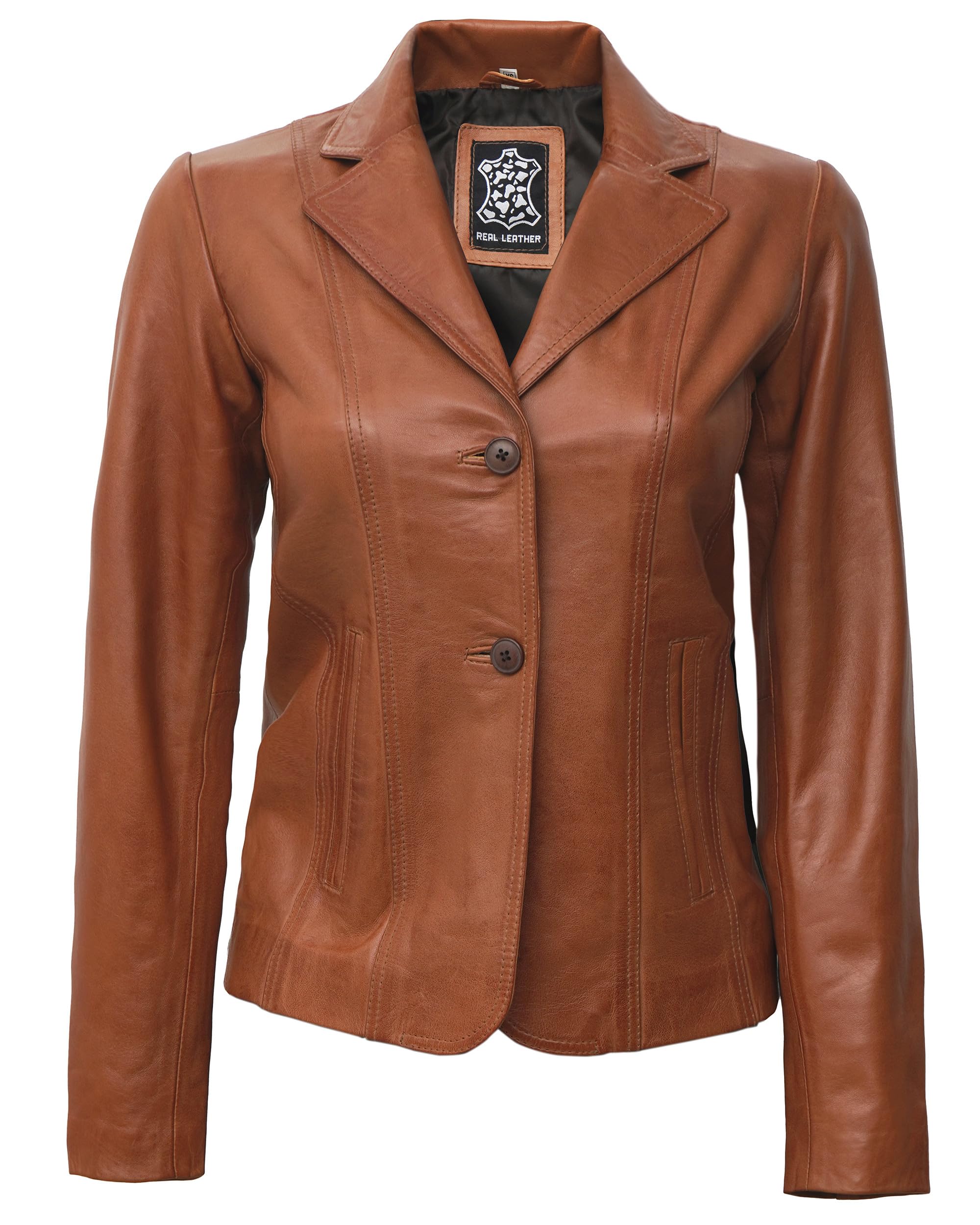 Decrum Women's Casual Stylish Leather Blazer Jacket - Fashionable Faux Leather Coat for Office, Party & Everyday Wear