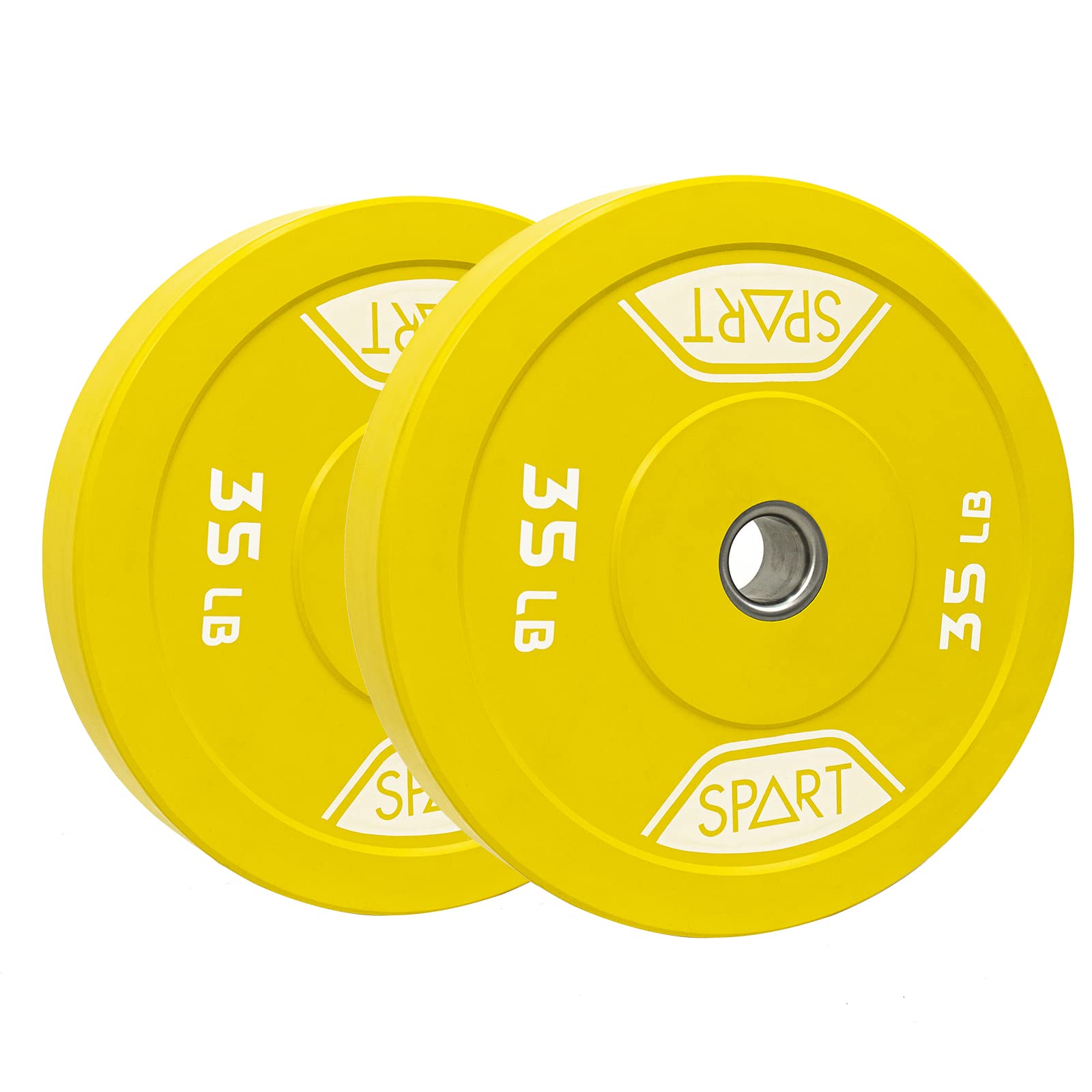 SPART Rubber Color Coded Bumper Plates 2 Inch - Olympic Weight Plates with Stainless Steel Insert for Strength Training, Weightlifting & Crossfit - Single or Pair - Perfect for Home Gym, Commercial Fitness Centers & Crossfit Boxes