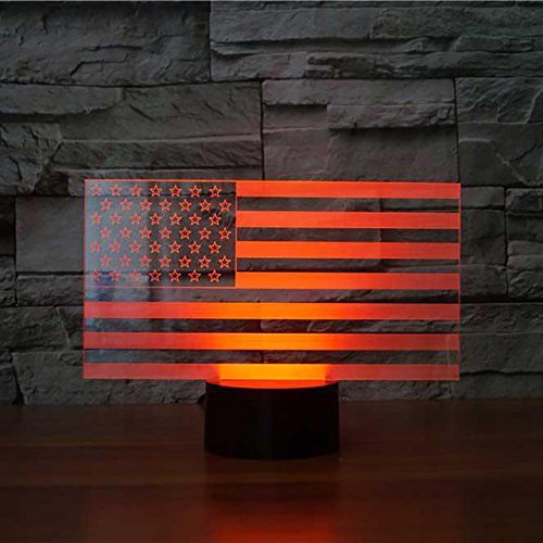3D American Flag Night Light with 7 Color Changing LED, Touch Switch Table Lamp for Home Decor, Christmas, Birthday Gifts for Kids - Perfect for Bedroom, Living Room, and Party Decorations
