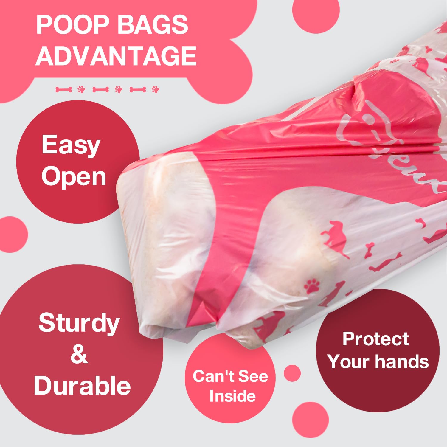 360 Count Extra Thick Leak Proof Dog Poop Bags with Dispenser | Unscented Pet Waste Bags for Dogs & Cats | Durable Doggie Poop Bag Holder | Perfect for Walks, Parks & Backyard Cleanup (Pink)