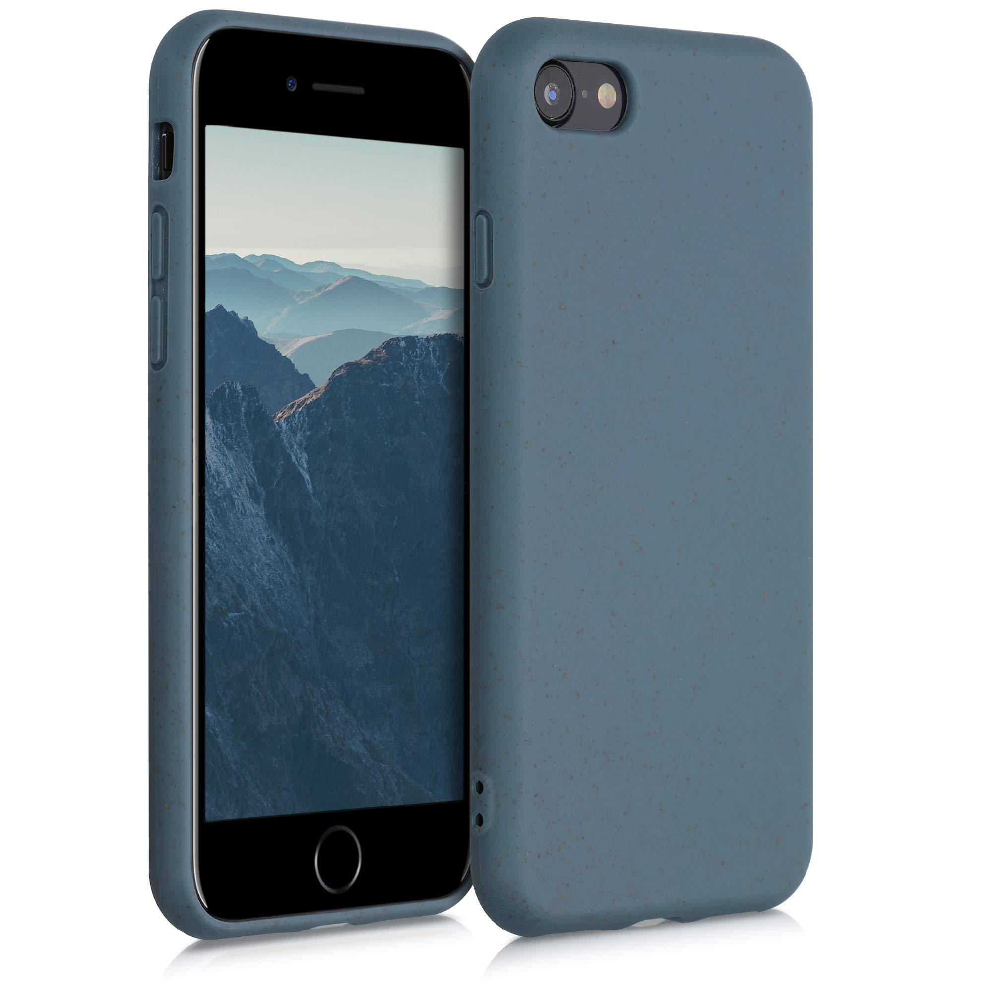 Eco-Friendly Wheat Straw iPhone Case Compatible with iPhone SE 2022/2020 & iPhone 8/7 - Biodegradable TPU Matte Cover in Dark Slate - Perfect for Daily Use, Travel & Outdoor Activities