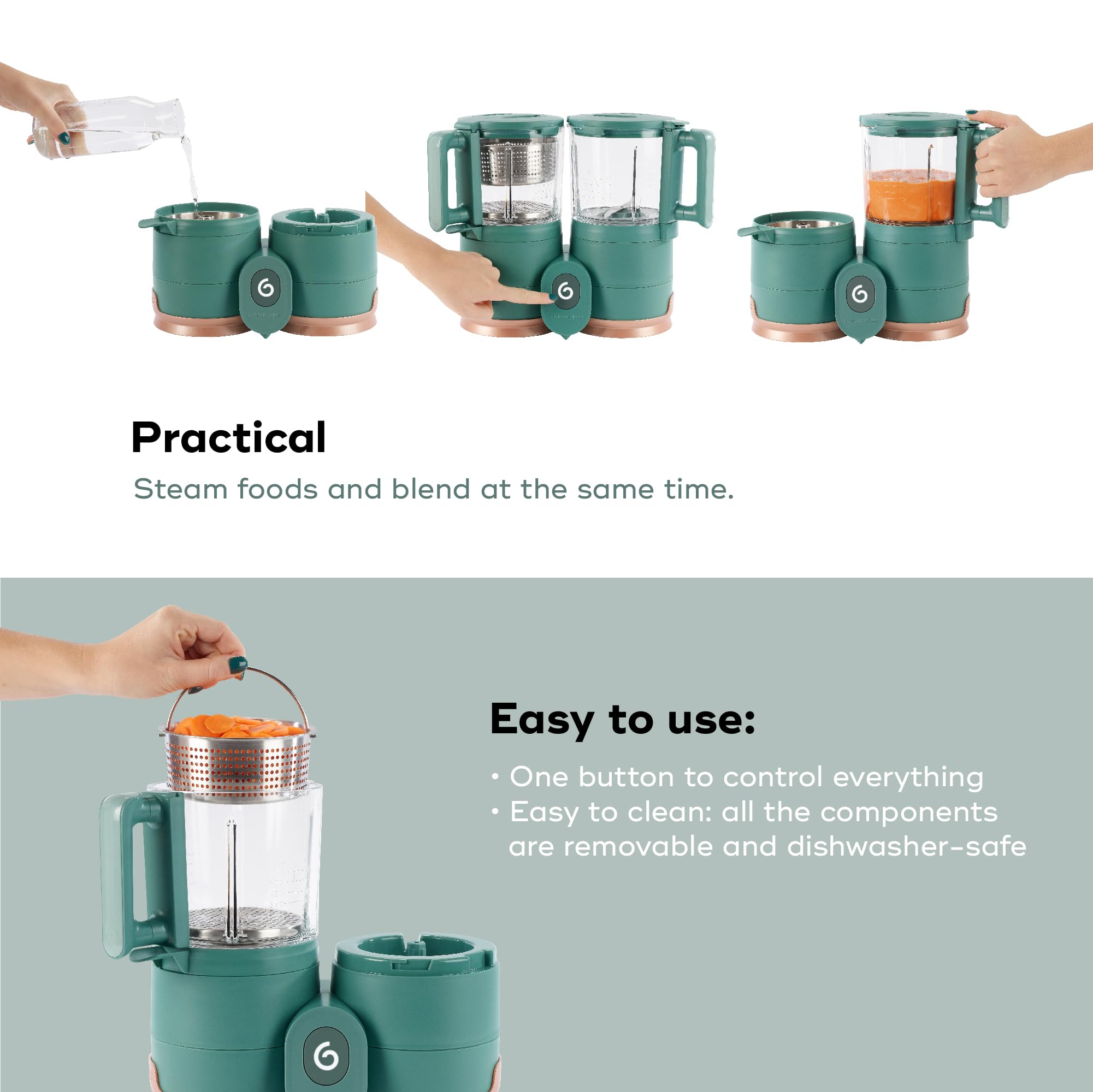 **Babymoov Nutribaby Glass 4-in-1 Baby Food Maker & Steamer – Blender, Warmer, Defroster for Weaning | Eco-Friendly Glass Bowls & Stainless Steel Basket | Perfect for Homemade Baby Puree & Healthy Meals**