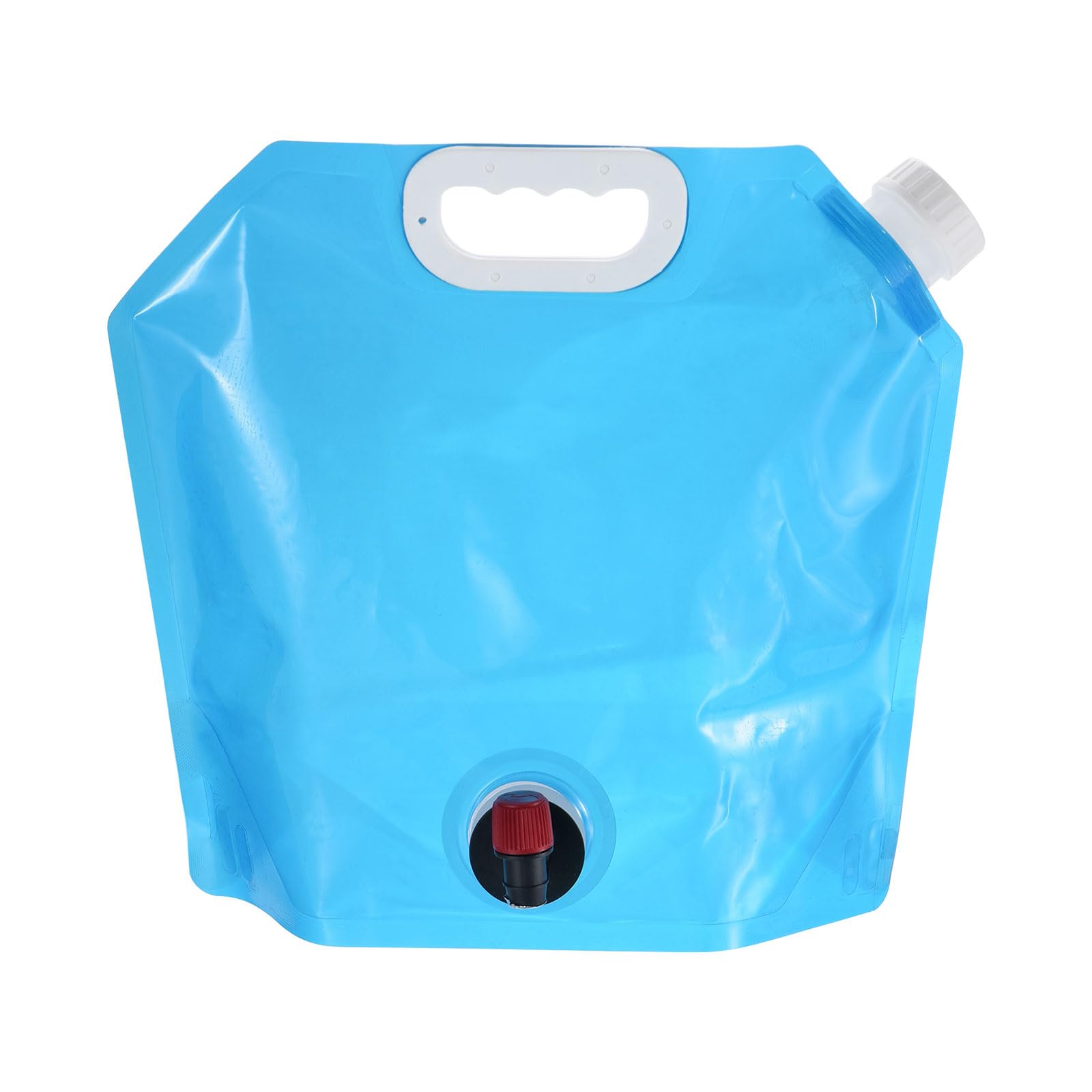 PATIKIL 1.3 Gallon Collapsible Water Container with Spigot - Portable PE Storage Jug, Foldable Water Bag for Camping, Hiking, Emergency Preparedness - Perfect for Outdoor Adventures, Travel & Disaster Kits (Blue)
