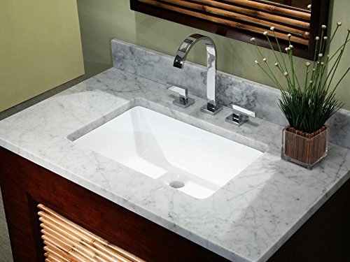 KINGSMAN 24 Inch Undermount Ceramic Bathroom Sink - Pure White Rectangular Vanity Vessel for Modern Lavatory | Perfect for Guest Bathrooms, Powder Rooms & Small Space Remodels