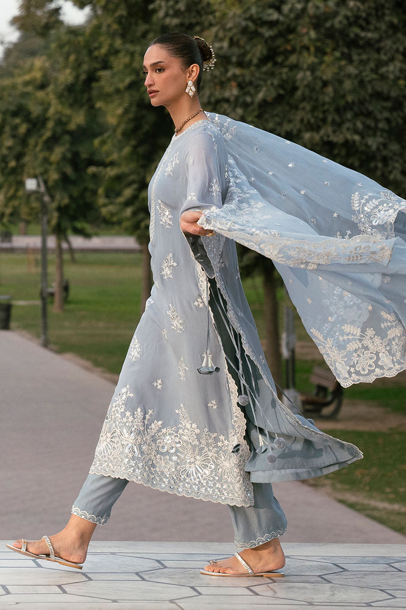 Stylish Grey Melange 3-Piece Set (Shirt, Trousers & Dupatta) for Women - Perfect for Office Wear, Casual Outings & Special Occasions