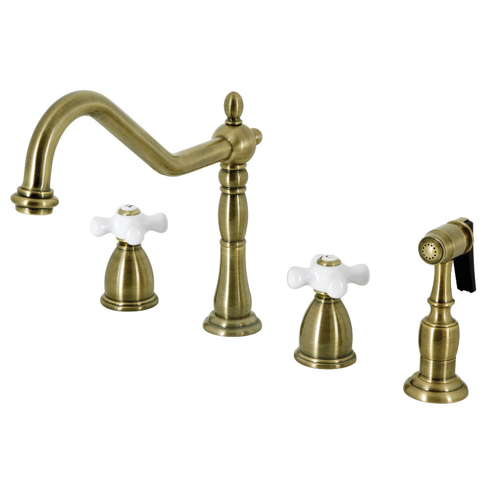 Kingston Brass KB1793PXBS Widespread Kitchen Faucet - High Arc Pull-Down Sprayer, Oil Rubbed Bronze Finish for Modern Farmhouse & Rustic Kitchens