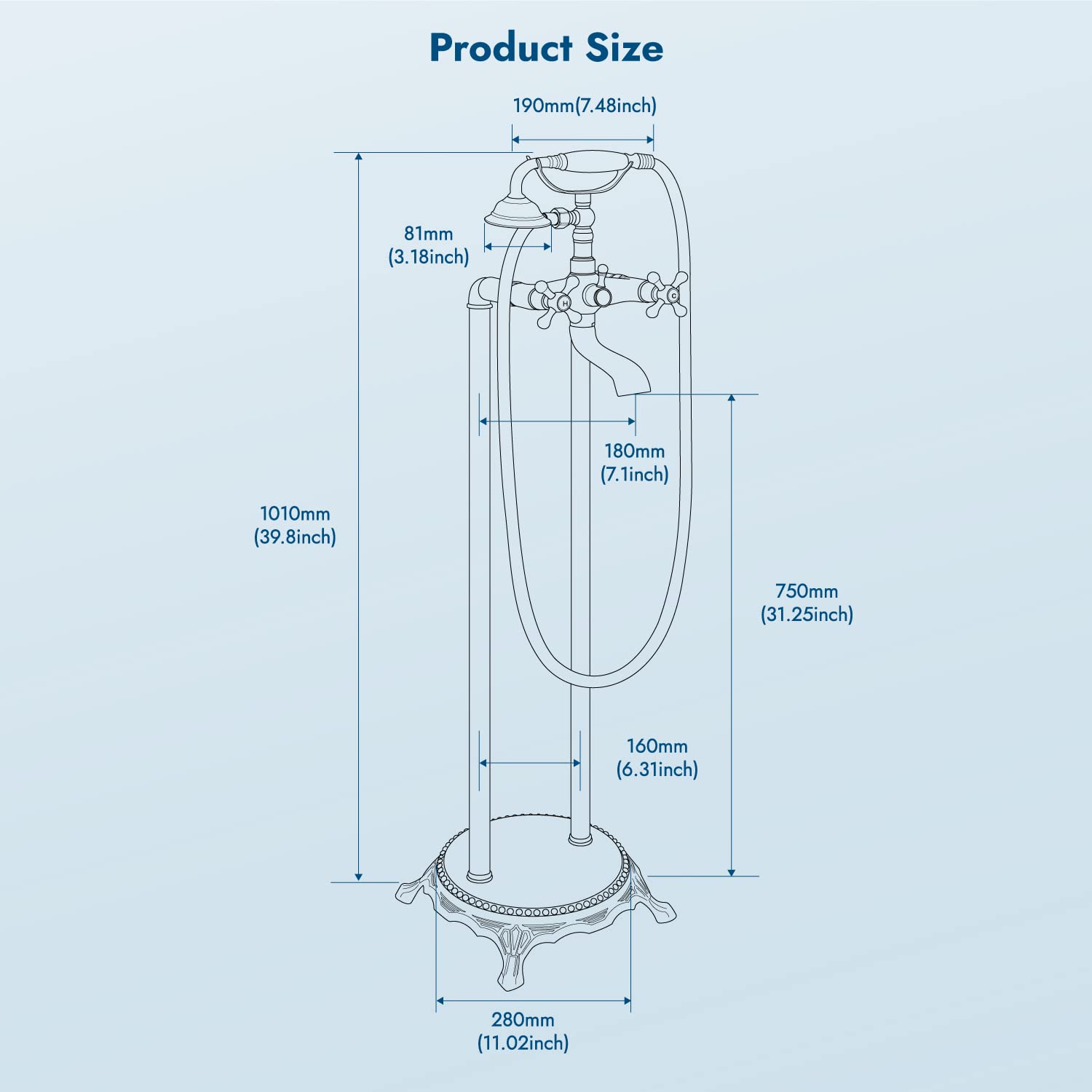 Brushed Nickel Wall Mount Waterfall Tub Filler with Handheld Shower - Single Handle Bathtub Faucet Set for Freestanding Tubs - Perfect for Modern Bathroom Renovations and Spa-Like Relaxation