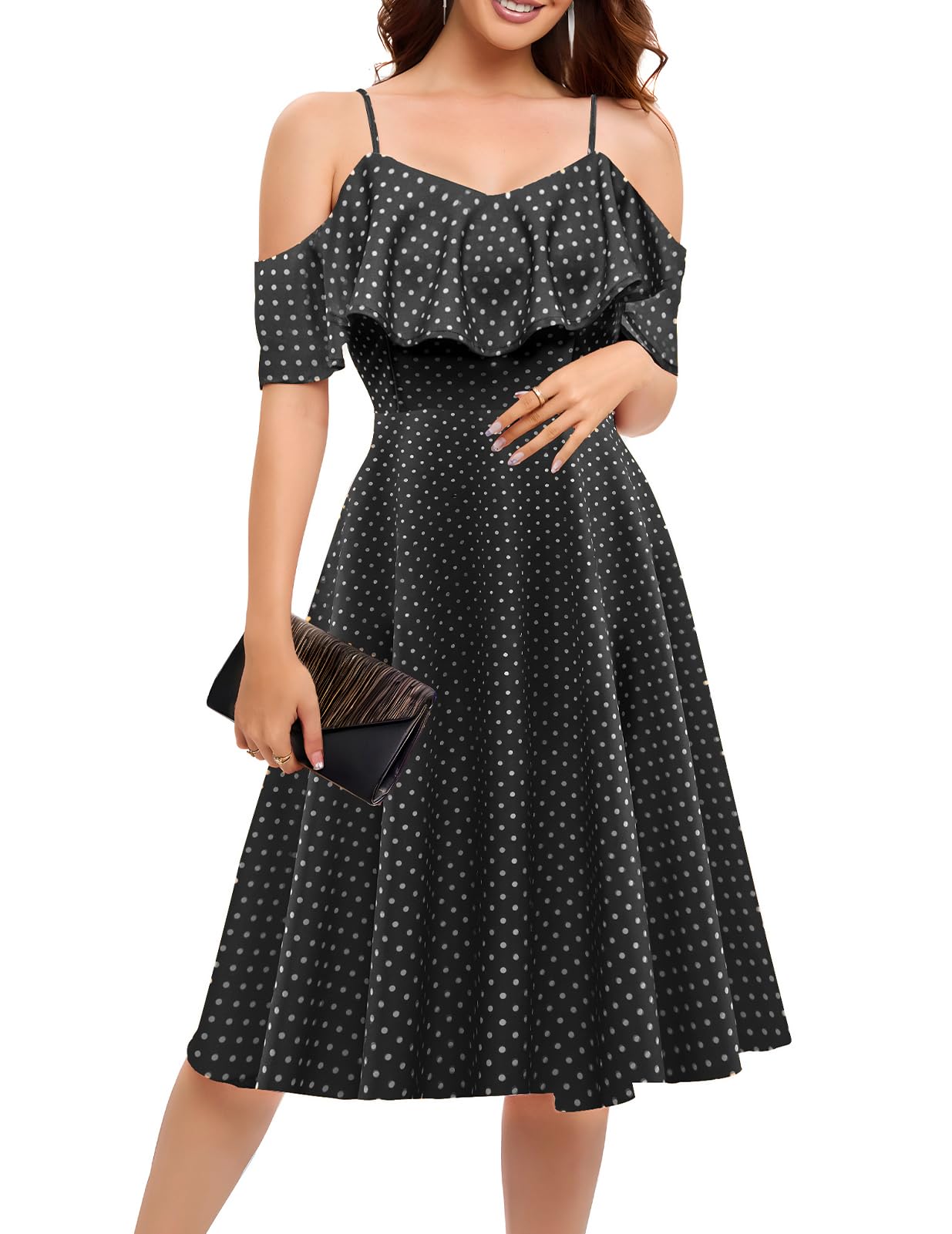 Bbonlinedress Women's Off Shoulder Summer Dress - Elegant A-Line Midi for Wedding Guest, Cocktail Party, Prom & Graduation | Perfect for Formal Events & Homecoming