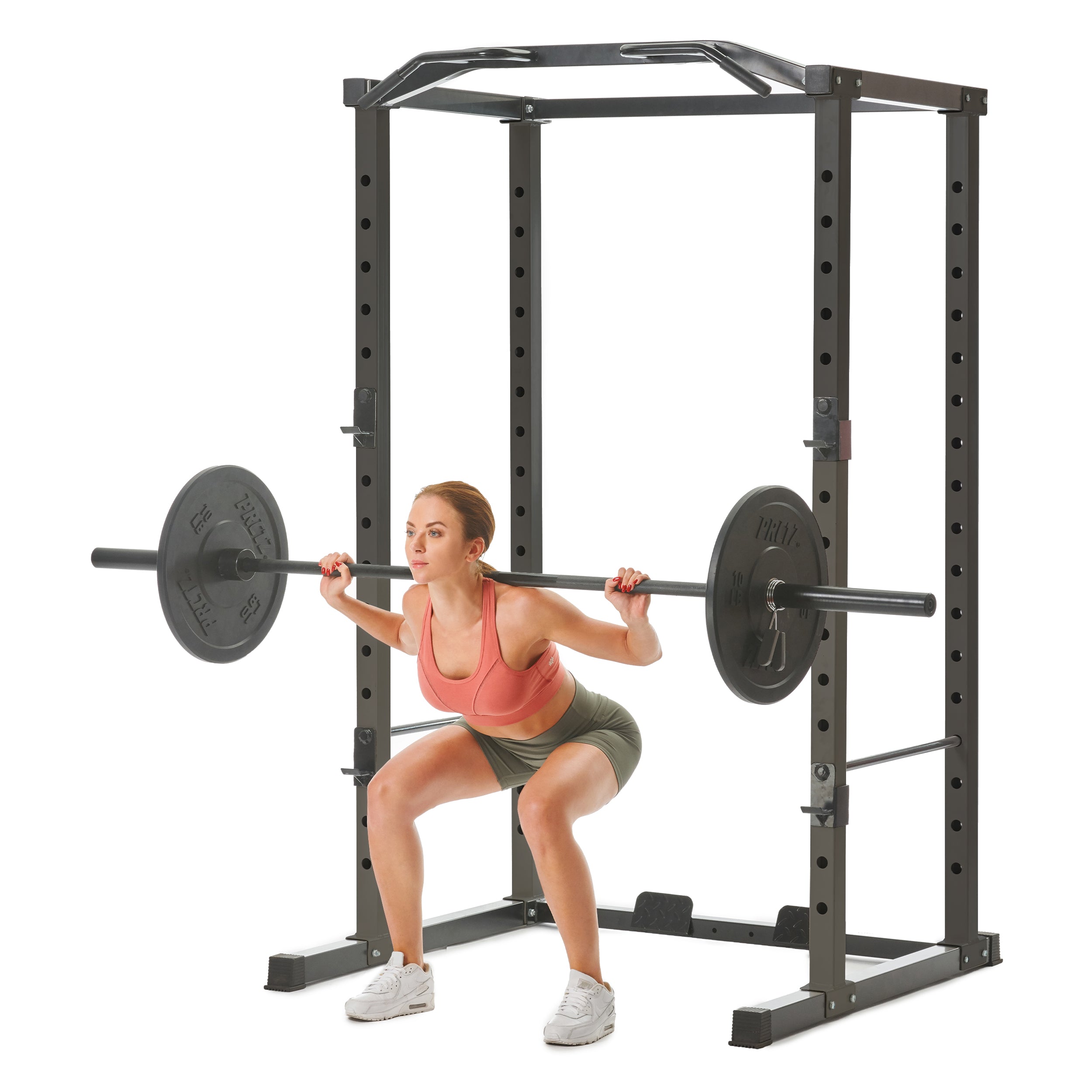 PRCTZ Adjustable Power Cage - 1000 lb Weight Capacity, Heavy Duty Squat Rack with Pull-Up Bar & Dip Station | Perfect for Home Gym, CrossFit Training & Strength Workouts