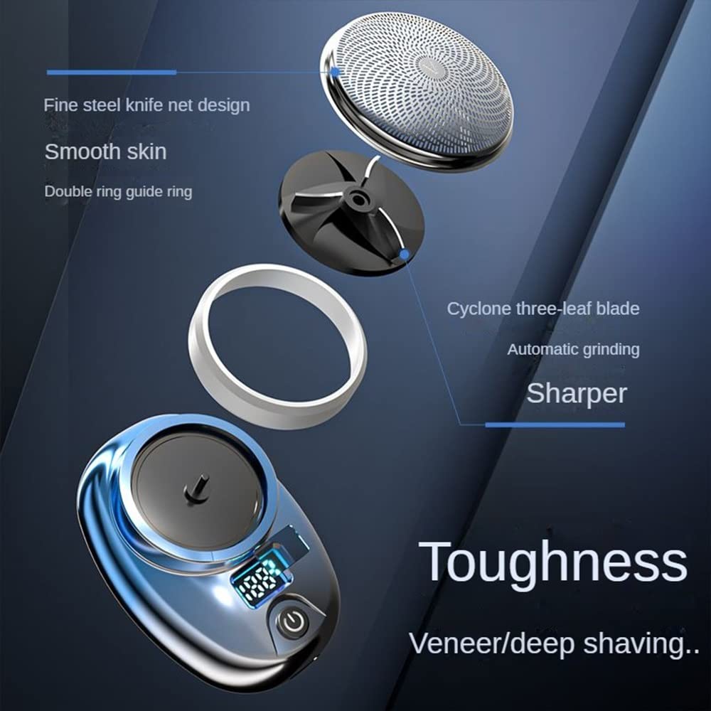 Portable Electric Shaver for Men - Mini USB Rechargeable Beard Trimmer with Digital Display, Cordless Travel Shaver for Precise Grooming at Home, Office or Gym