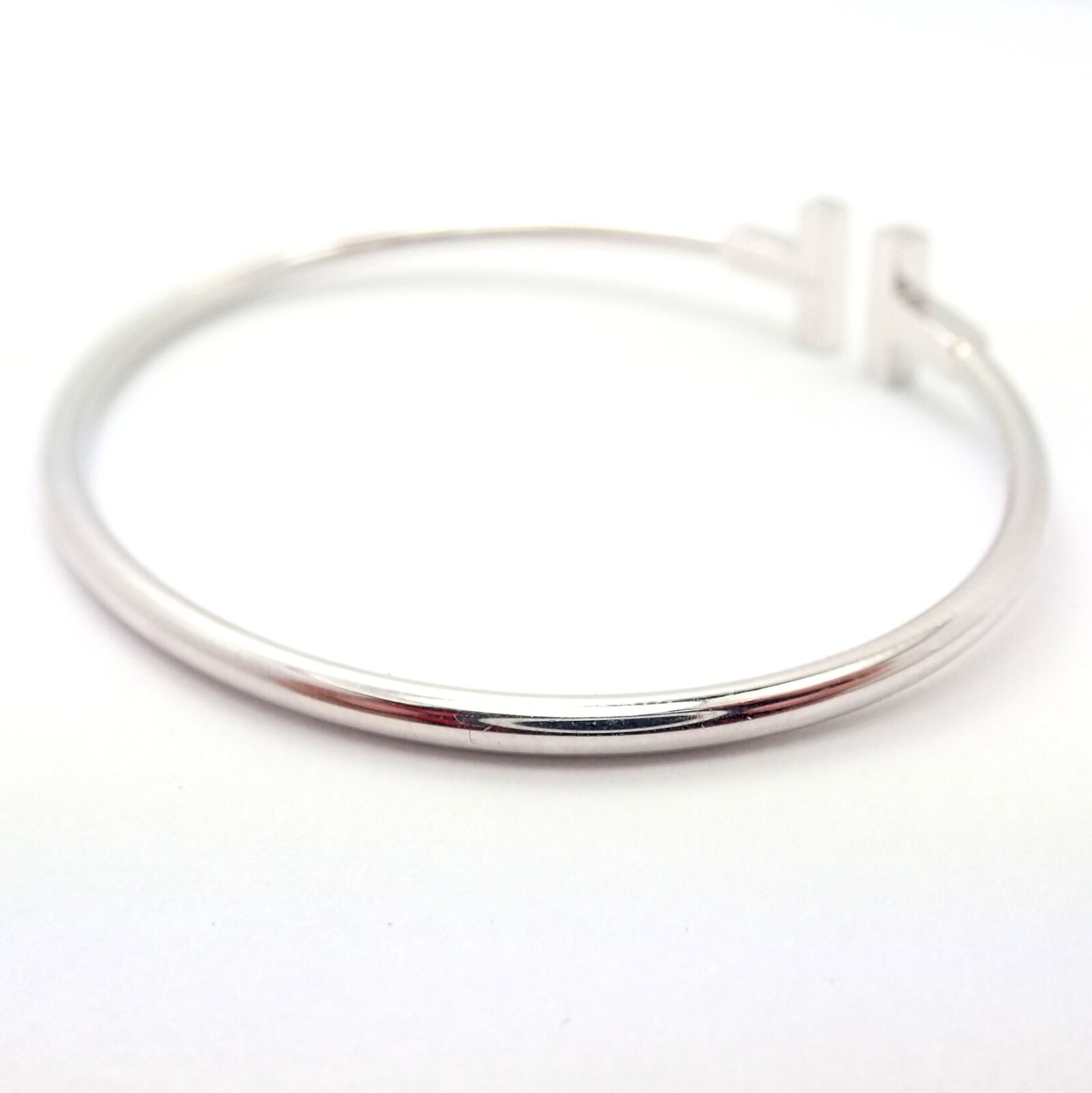 Authentic Tiffany & Co 18k White Gold Diamond T Wire Flex Bracelet for Women - Elegant Jewelry Gift for Anniversary, Birthday & Special Occasions