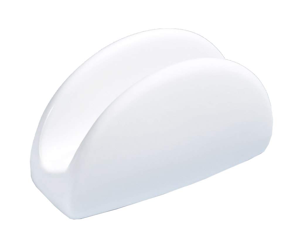White Ceramic Embossed Napkin Holder - Elegant Paper Towel Stand for Dining Table Decor, Kitchen & Restaurant Use