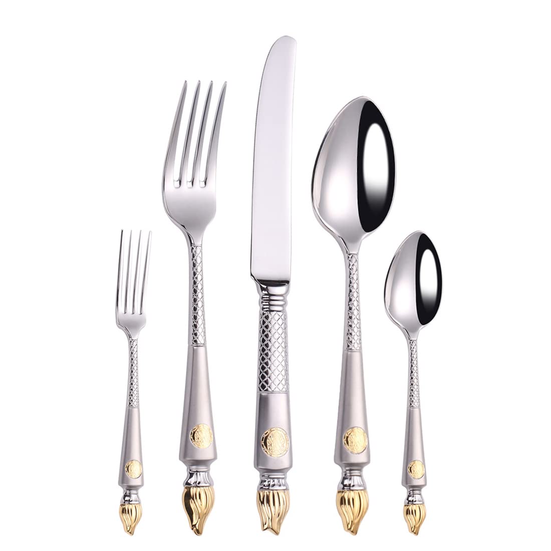 40-Piece Stainless Steel Flatware Set for 8 People - Elegant Kitchen Cutlery with Dishwasher Safe Design - Perfect for Dinner Parties, Restaurants, and Everyday Dining