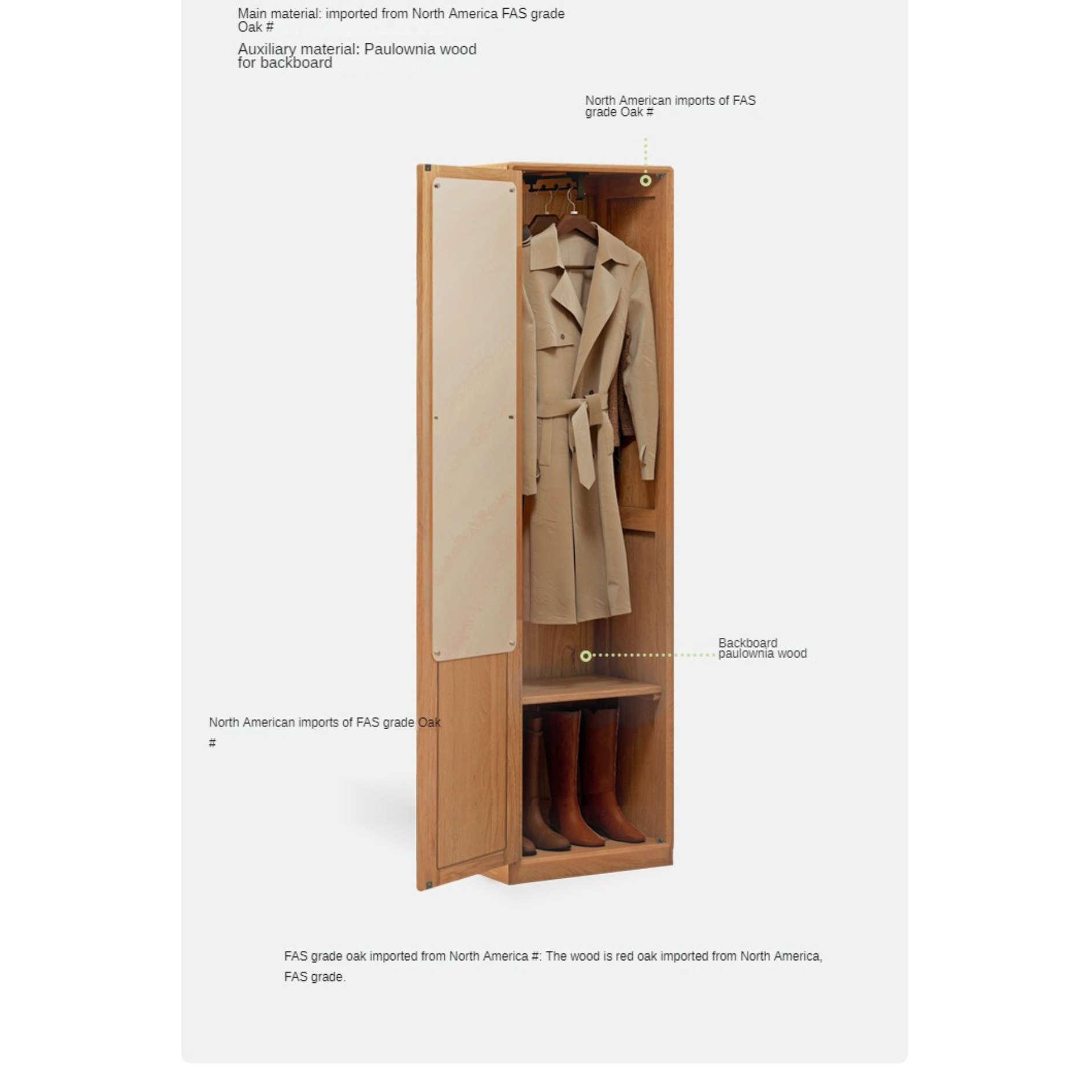 Solid Oak Wood Mirror Entryway Cabinet - Stylish & Durable Hallway Storage with Mirror for Home Decor