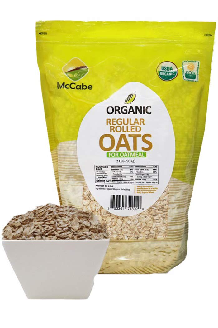 Organic Rolled Oats by McCabe - USDA & CCOF Certified | High in Fiber & Minerals | 2Lbs Pack | Perfect for Breakfast, Baking & Healthy Snacks | Made in USA