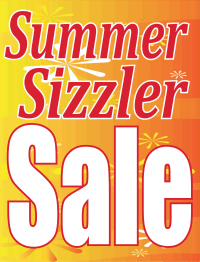 Summer Sizzler Sale Plastic Window Sign - Weatherproof Storefront Display for Retail Promotions & Seasonal Marketing