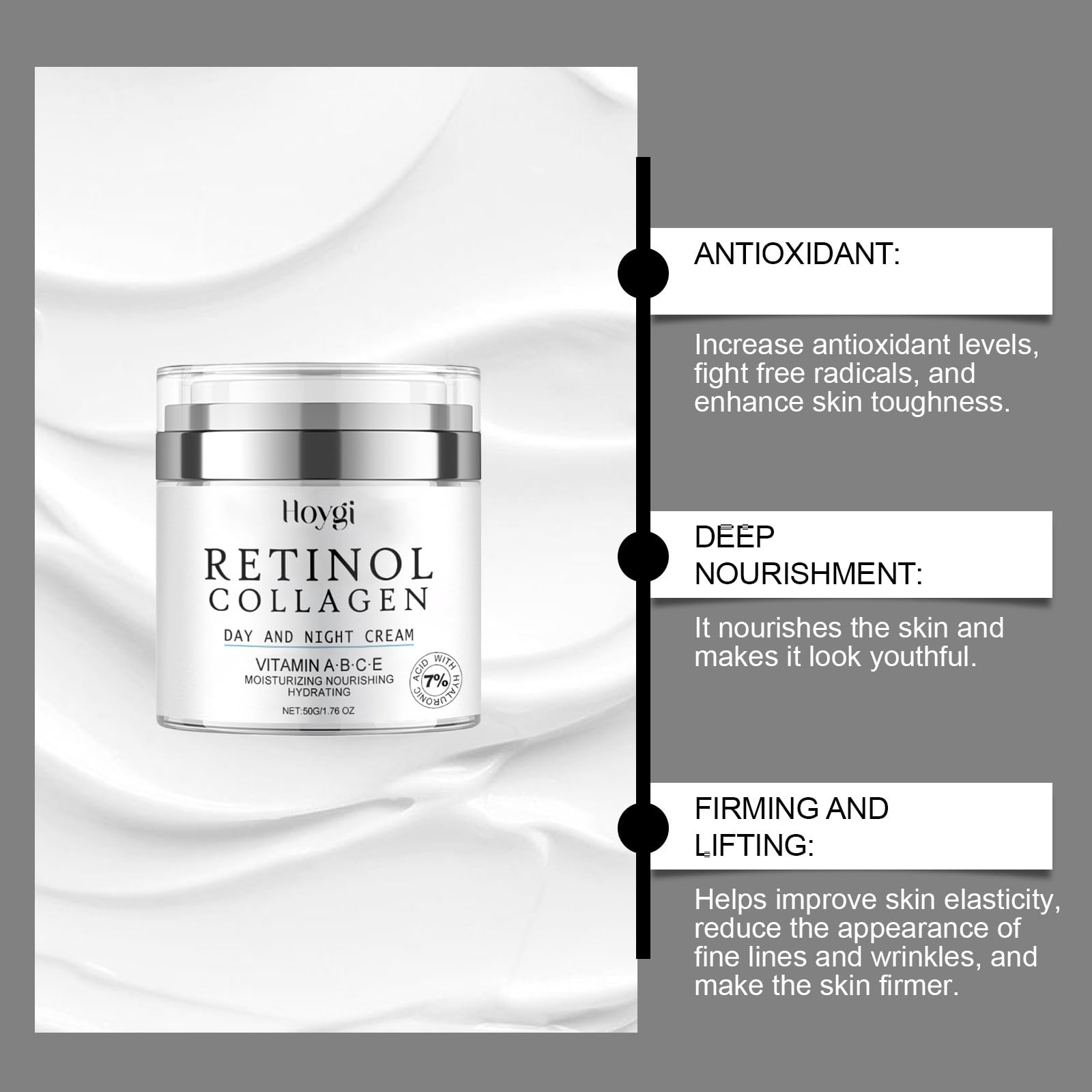Best Retinol Cream for Face - Anti-Wrinkle & Firming Moisturizer with Hyaluronic Acid & Collagen - Day & Night Cream for Women & Men - Hydrates Skin, Reduces Fine Lines & Dryness - Perfect for Daily Skincare Routine & Anti-Aging Regimen