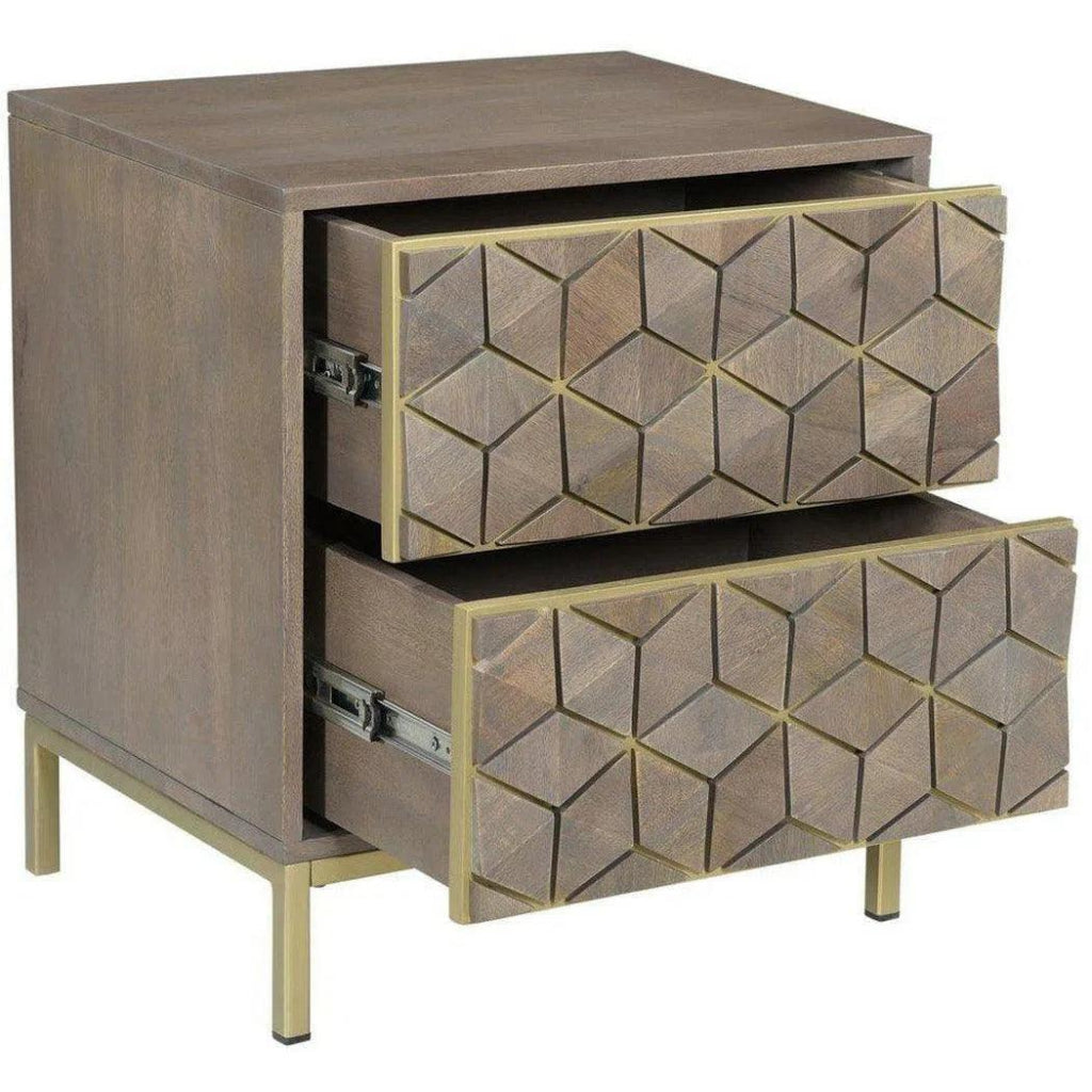 20 Inch Grey Art Deco Nightstand - Modern Bedside Table with Storage for Bedroom, Living Room & Guest Room