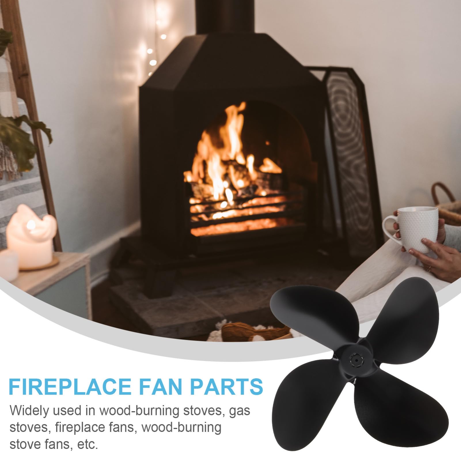 PRETYZOOM 3-Piece Fireplace Stove Fan Replacement Kit - Aluminum Alloy Heat-Powered Fan Parts, Easy Installation & Silent Operation - Perfect for Home Heating, Wood Stove Accessories & Energy Efficiency
