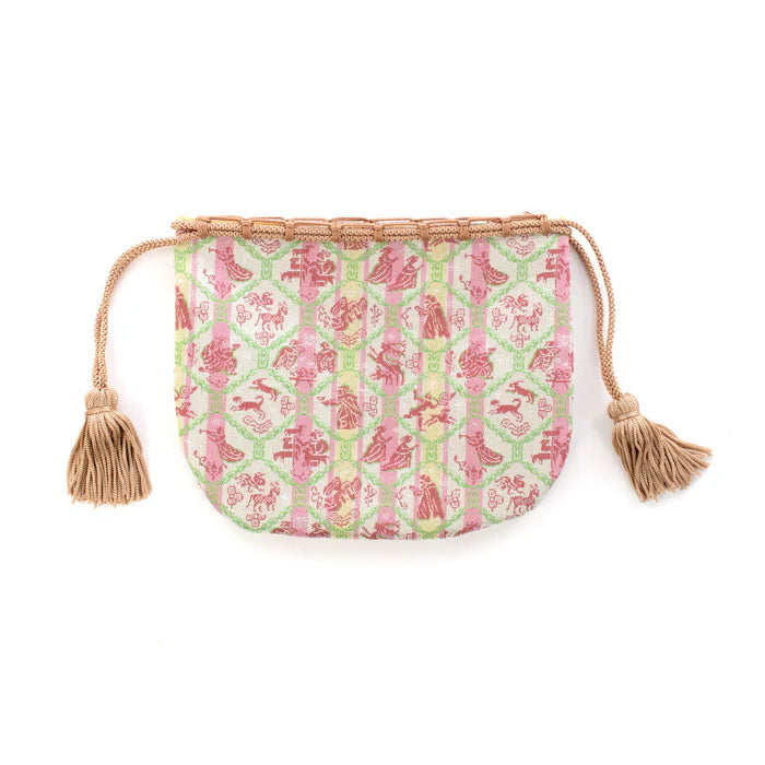 Nishijin Woven Small Drawstring Bag - Jesus Christ Nativity Scene - Handmade in Kyoto Japan - Traditional Japanese Craft Purse for Gifts, Collectibles & Religious Occasions