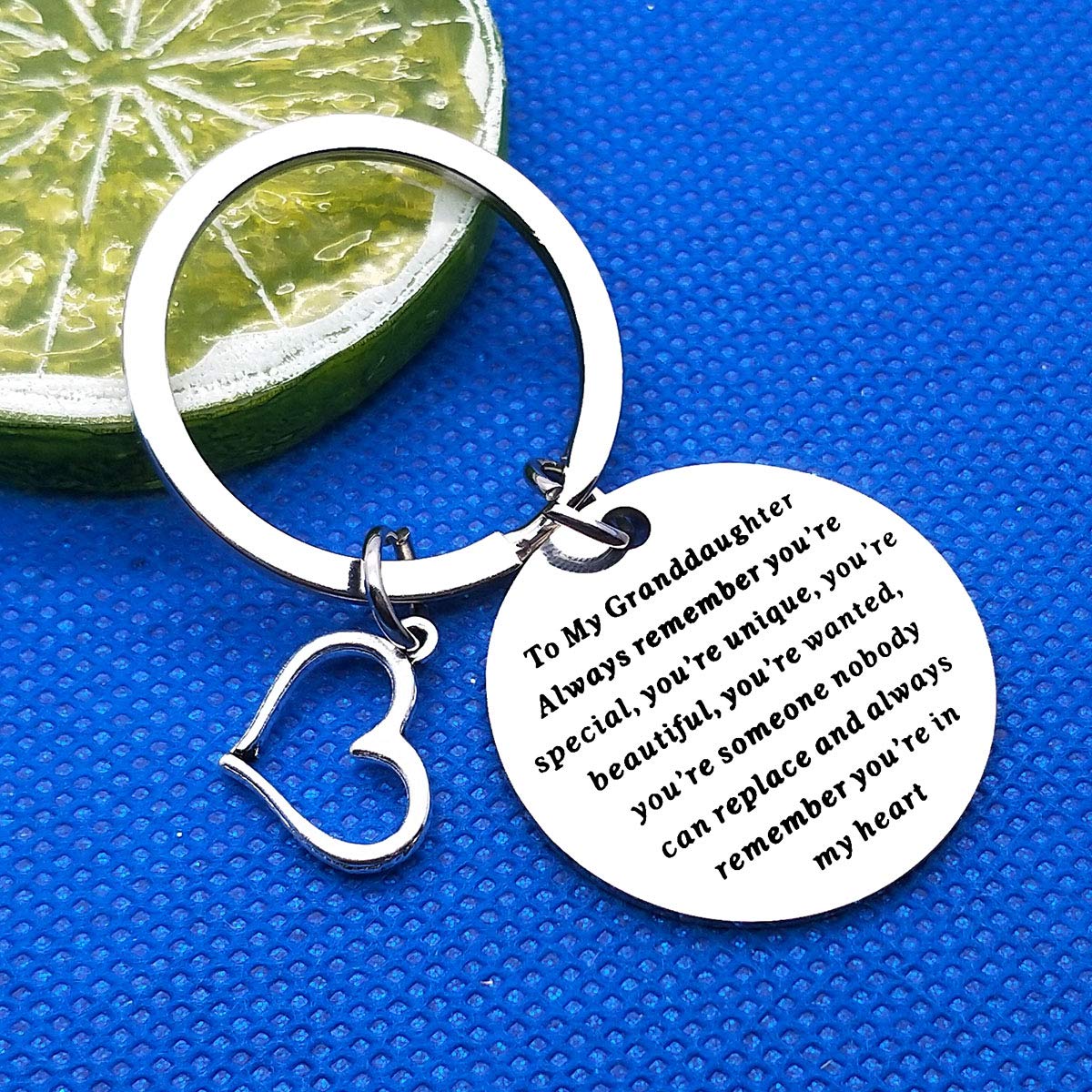 Personalized Inspirational Keychain for Granddaughter - Birthday, Graduation, Christmas Gift from Grandpa, Grandma, Grandfather, Grandmother | Engraved Jewelry Keyring for Special Occasions & Everyday Carry