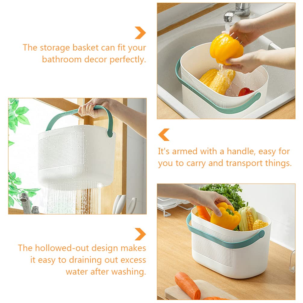 Cabilock 1-Piece Plastic Shower Storage Basket - Hollow-Out Bathroom Organizer with Handle for Shampoo, Soap & Toiletries - Perfect for Bathroom, Kitchen & Dorm Organization