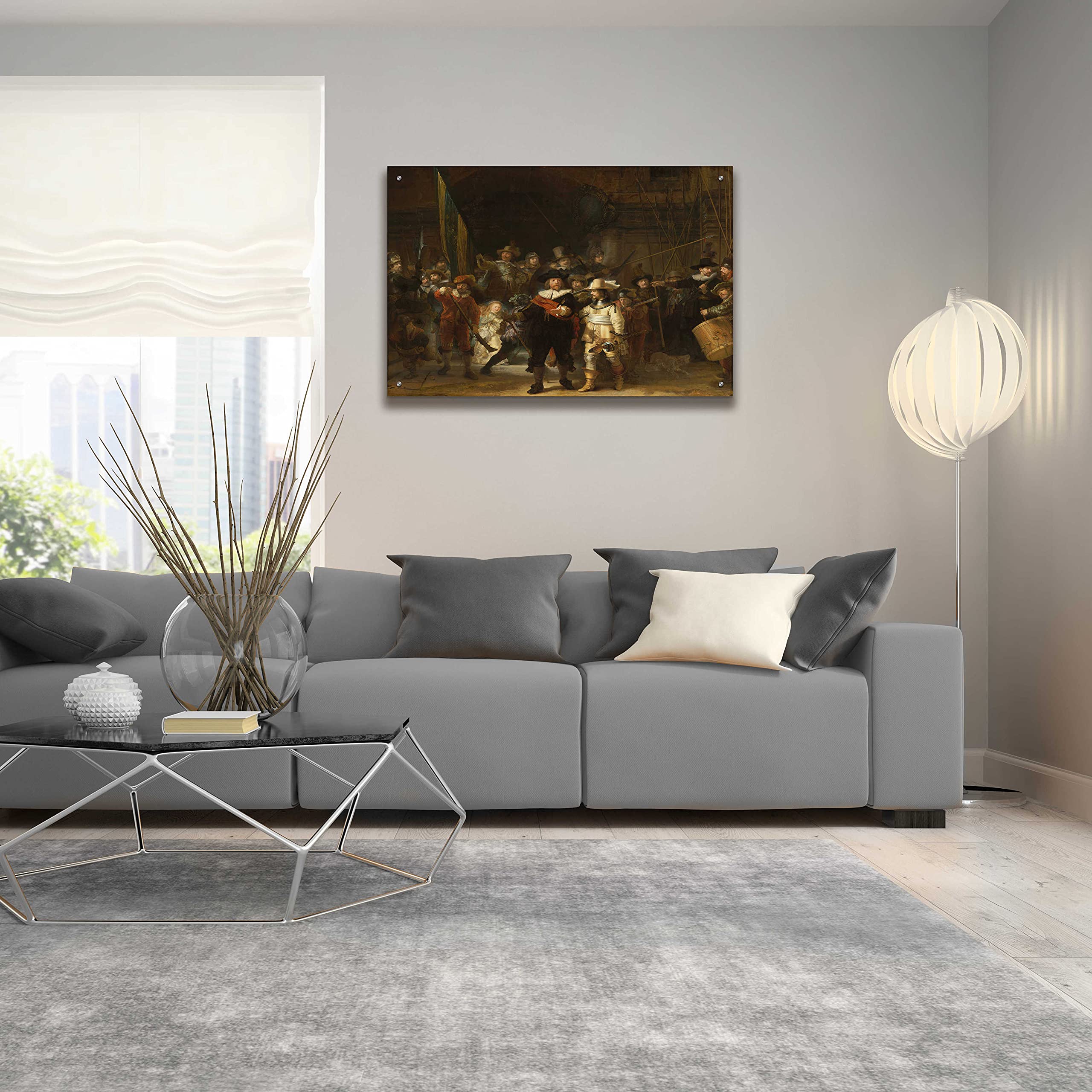 Rembrandt 'The Night Watch' Acrylic Glass Wall Art Print - 36x24 Inches Museum Quality Reproduction - Perfect for Living Room, Bedroom or Office Decor