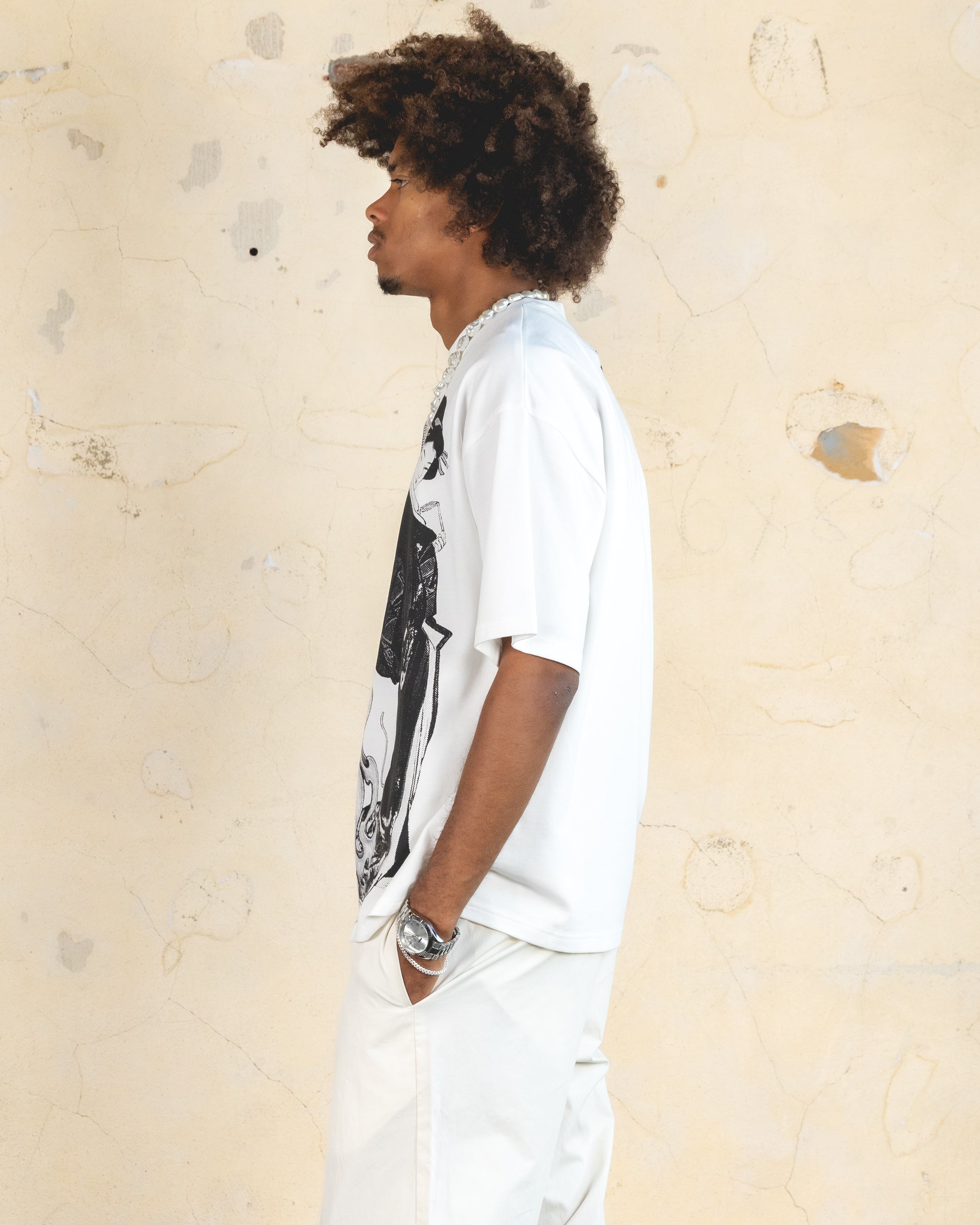 404 Geisha Graphic T-Shirt - Off White | Vintage Japanese Art Tee for Casual Wear & Street Style