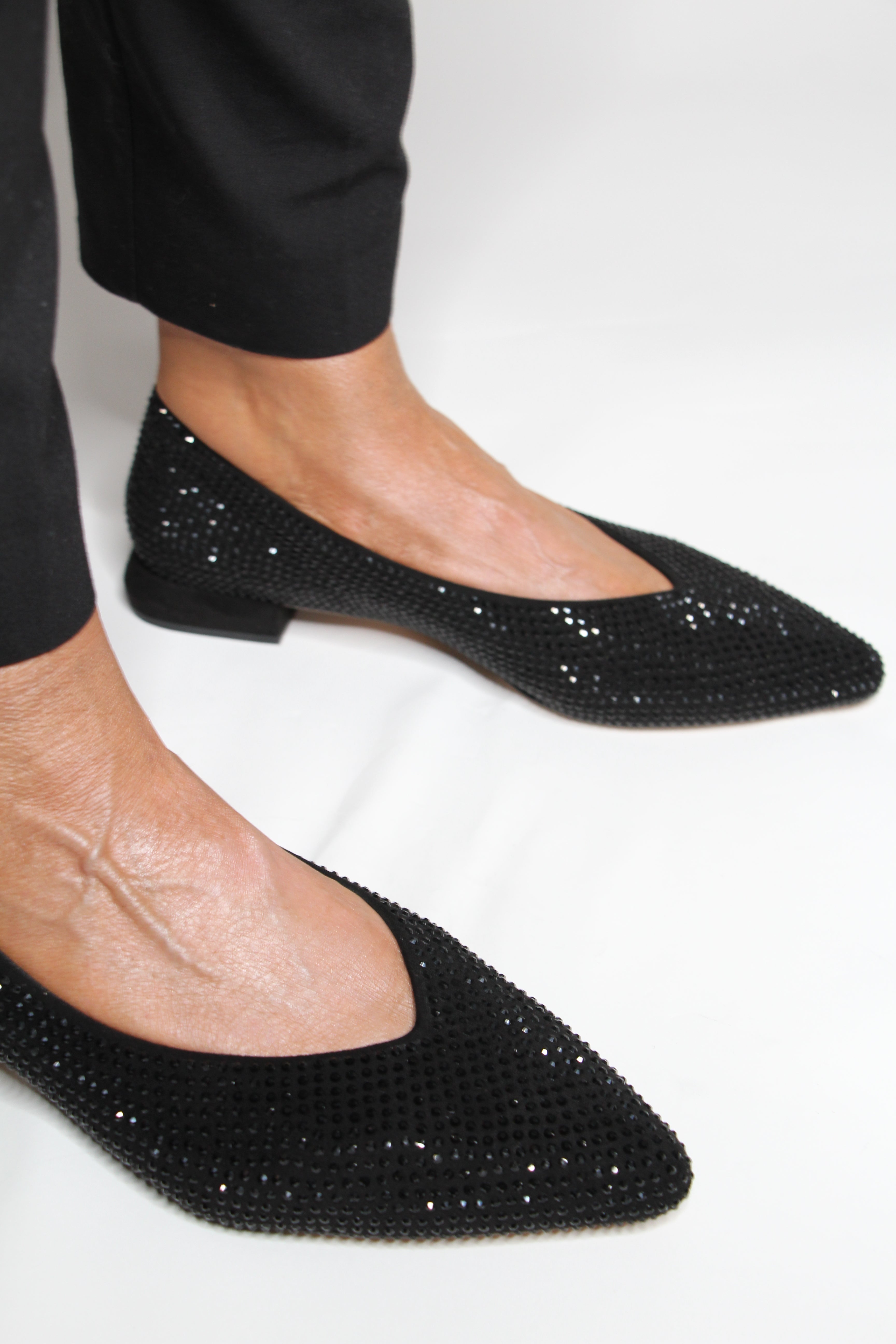 Pedro Miralles Women's Black Sequins Ballet Flats - Elegant & Comfortable for Parties, Weddings & Evening Events