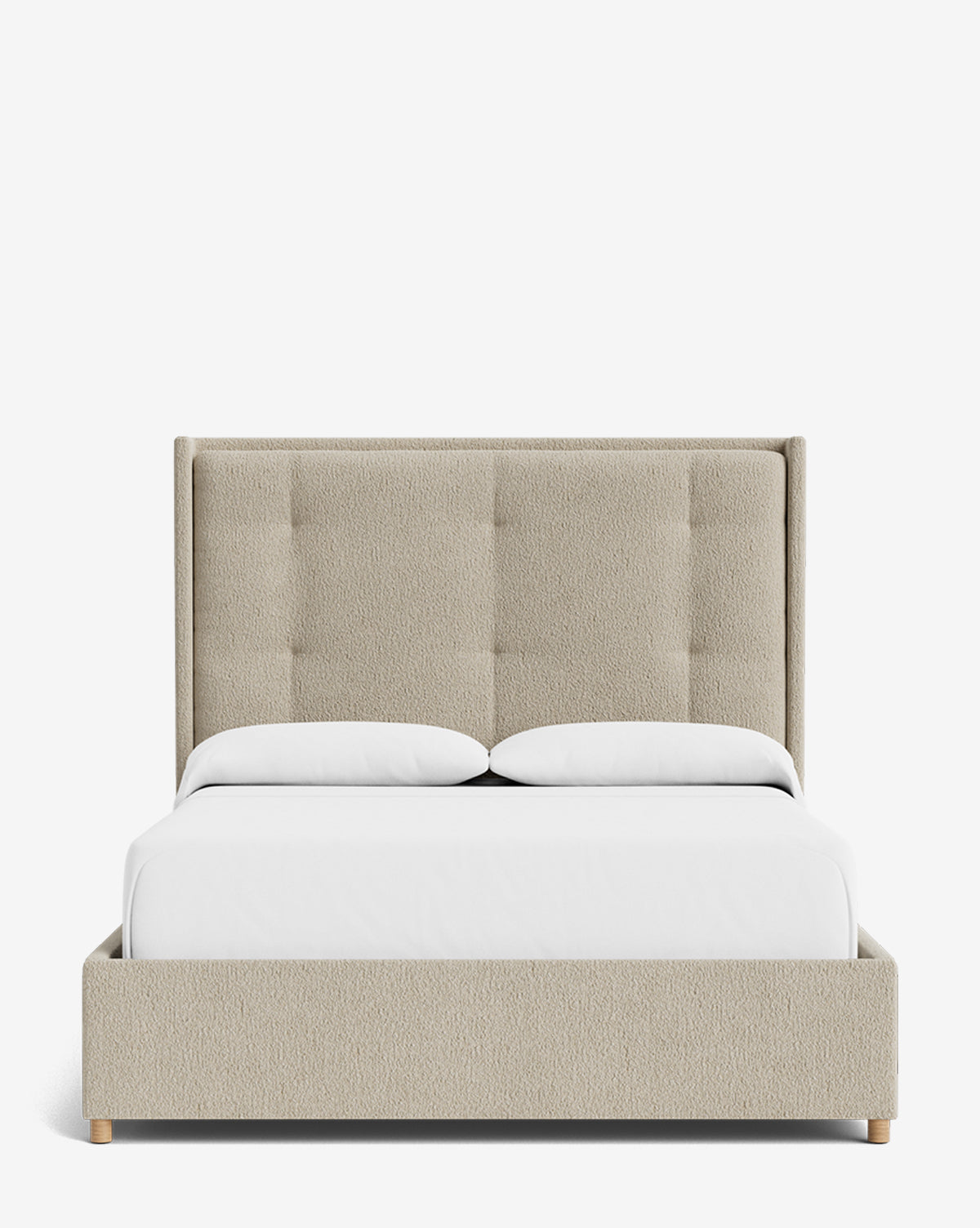 Luxury Ria Upholstered Bed Frame - Queen Size Platform Bed with Soft Fabric Headboard - Modern Bedroom Furniture for Master & Guest Rooms