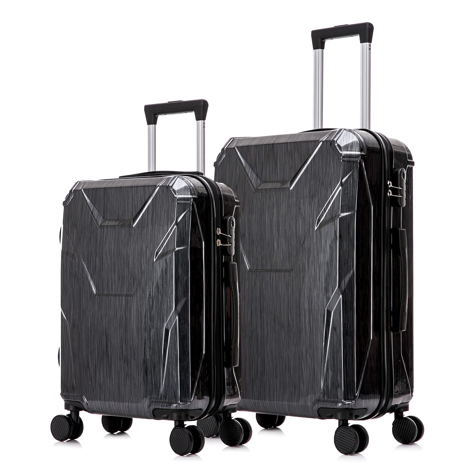 Apelila 4-Piece 18-28 Inch ABS Hardshell Luggage Set with 360° Spinner Wheels - Durable Carry On Suitcase for Travel (Black, 2-Pack) | Perfect for Family Vacations, Business Trips & International Travel
