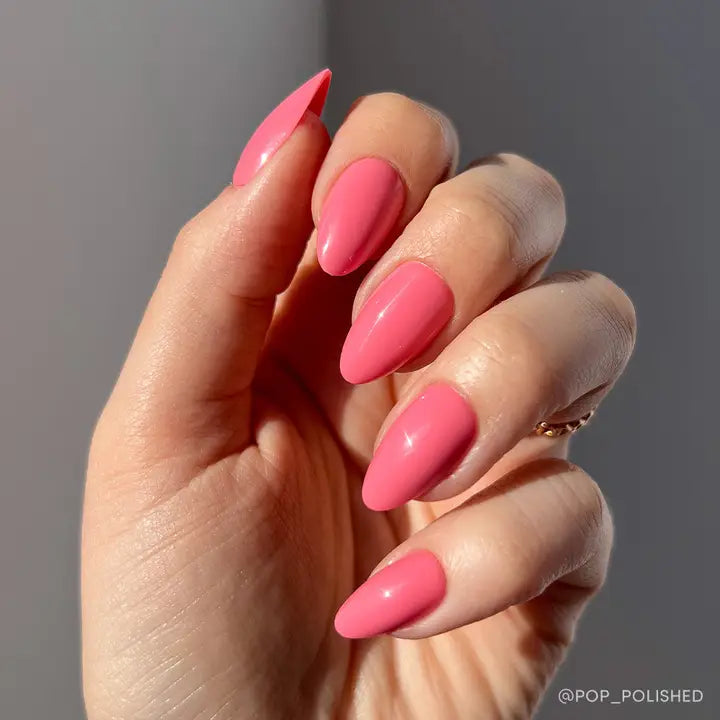 Flamingo Pink Press On Nails - Long Lasting Fake Nails with Glue - Perfect for Parties, Weddings & Special Occasions