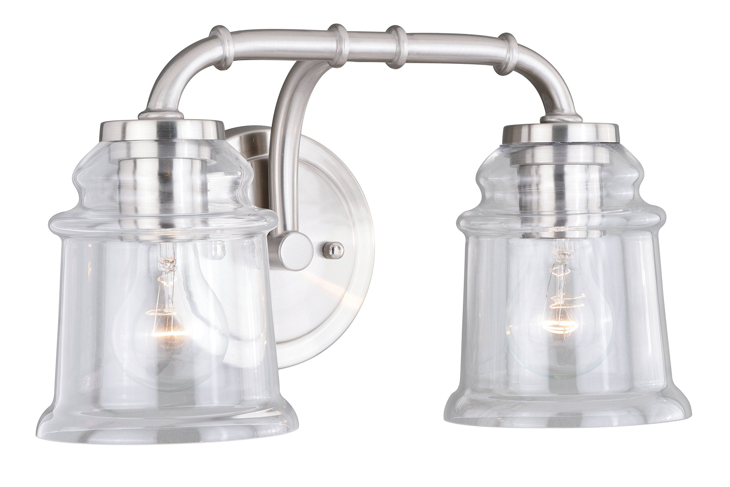 Vhomes Light Toledo 2L Vanity Satin Nickel Bathroom Light Fixture - Elegant Satin Nickel Finish for Modern Bathroom Vanity Lighting