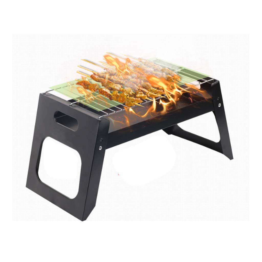 Portable Mini Folding Charcoal BBQ Grill - Outdoor Camping, Picnic & Backyard Barbecue Stove with Skewers - Perfect for Tailgating, Beach Parties & Family Gatherings