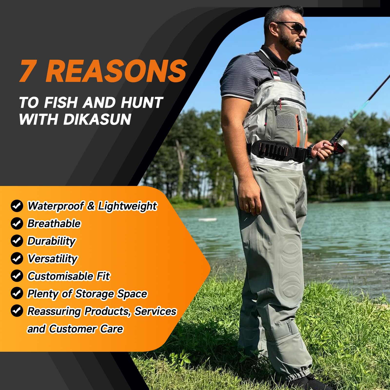 Waterproof Breathable Stocking Foot Chest Waders for Men & Women - Fly Fishing Gear for Stream, River & Lake Fishing - Ideal for Trout, Salmon & Bass Anglers
