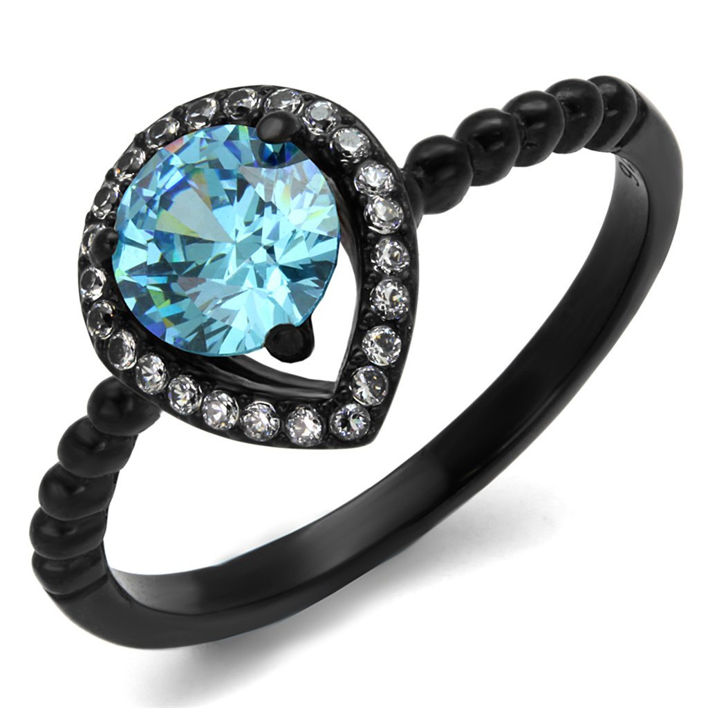 Sea Blue Cubic Zirconia Engagement Ring for Women - Size 5-10 - Perfect for Proposals & Anniversaries