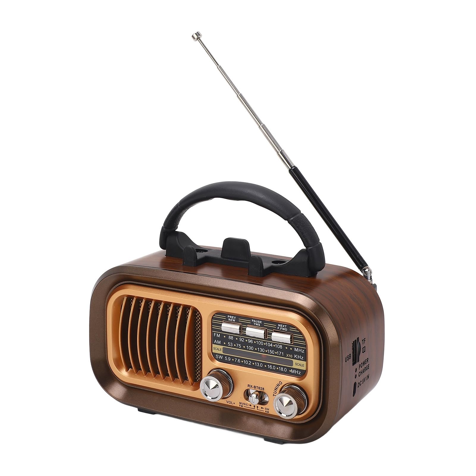 Vintage Portable AM FM Shortwave Radio with Bluetooth Speaker - Retro Style, Loud Stereo Sound, Battery Operated with Retractable Antenna | Perfect for Home, Office, Camping & Outdoor Activities