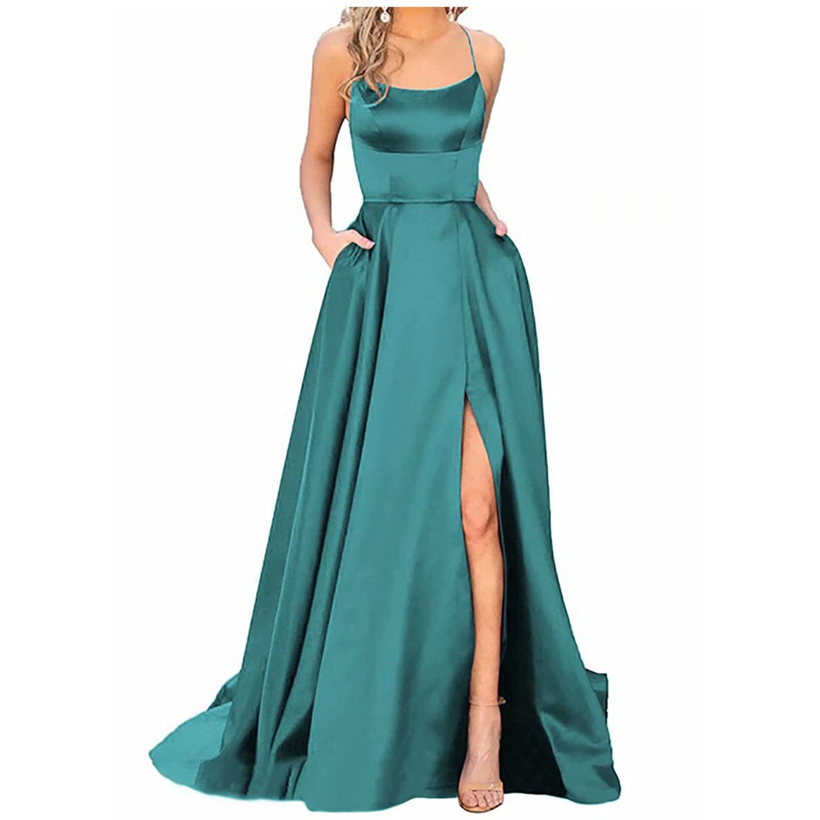 Elegant Off The Shoulder Formal Dresses for Women - Sexy Sleeveless Evening Party Gown with Side Slit, Wedding Guest Maxi Dress for Prom, Cocktail & Special Occasions