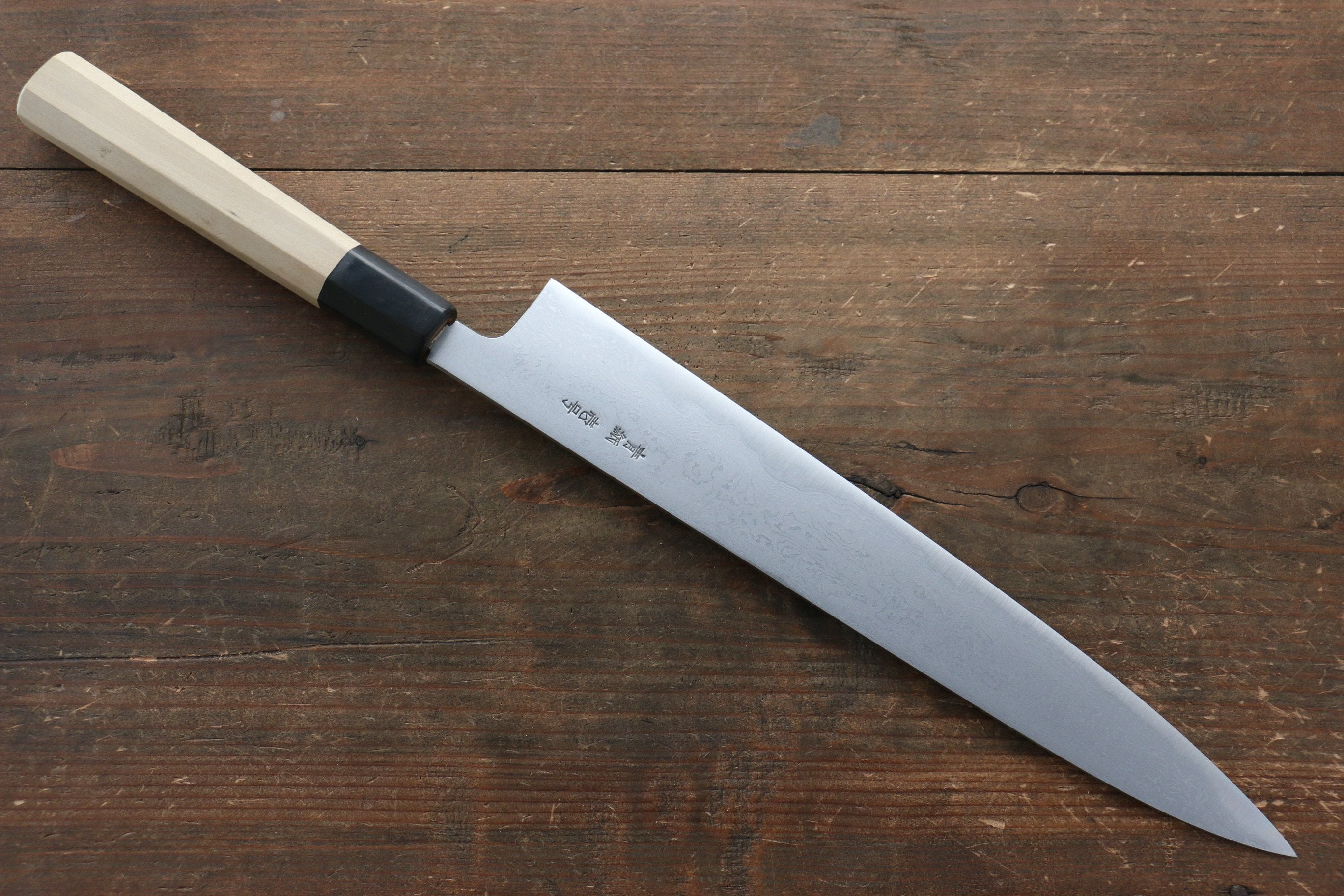 Premium Kikumori Blue Steel No.1 Damascus Sujihiki Knife 270mm - Japanese Chef Knife with Magnolia Wood Handle - Perfect for Slicing Sashimi, Meat & Sushi Preparation