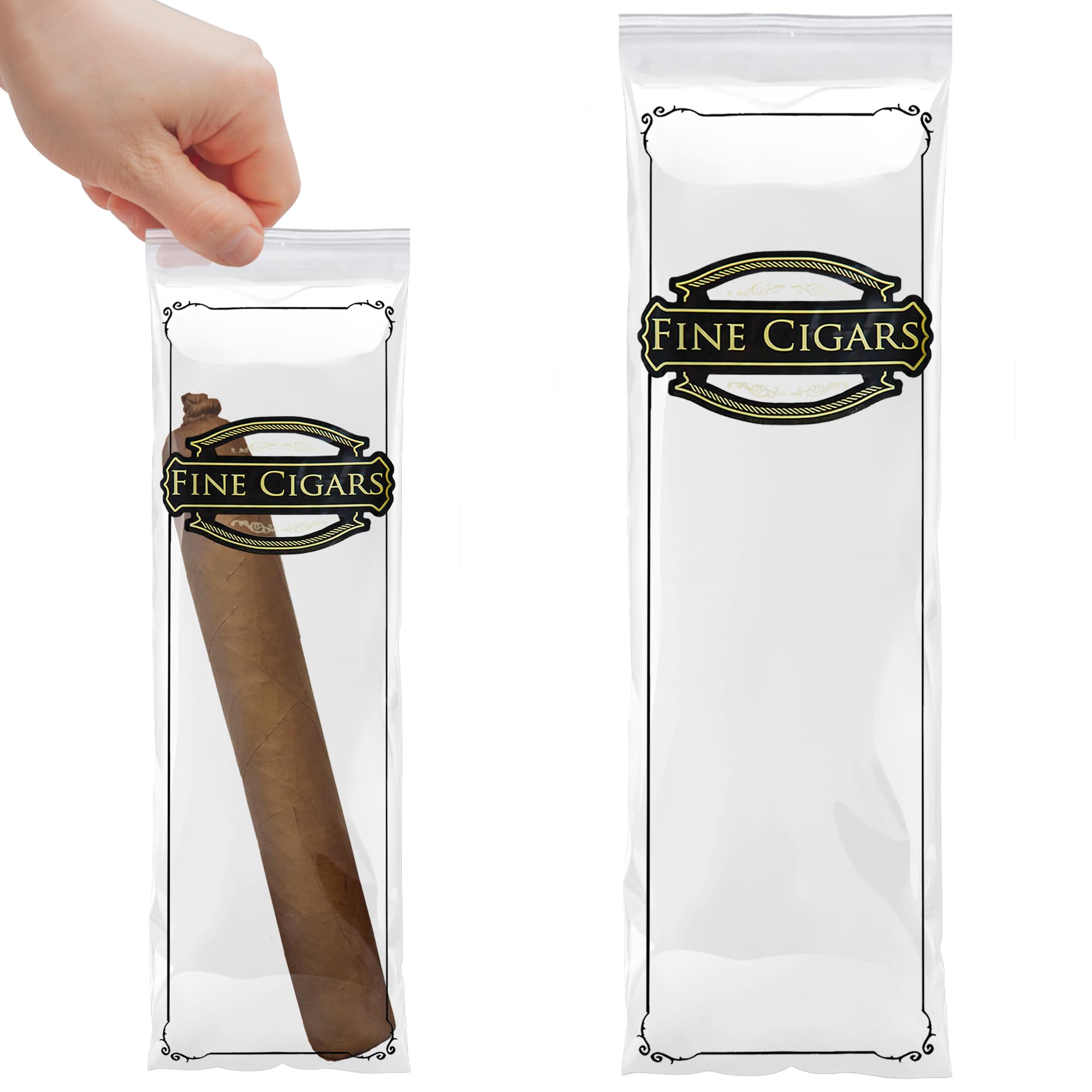 1000 Pack Clear Printed Cigar Bags 3x10 Inches - Reclosable Zipper Plastic Bags for Cigars & Tobacco | 2 Mil Polyethylene Travel Storage | Perfect for Cigar Aficionados, Humidor Storage & On-the-Go Protection